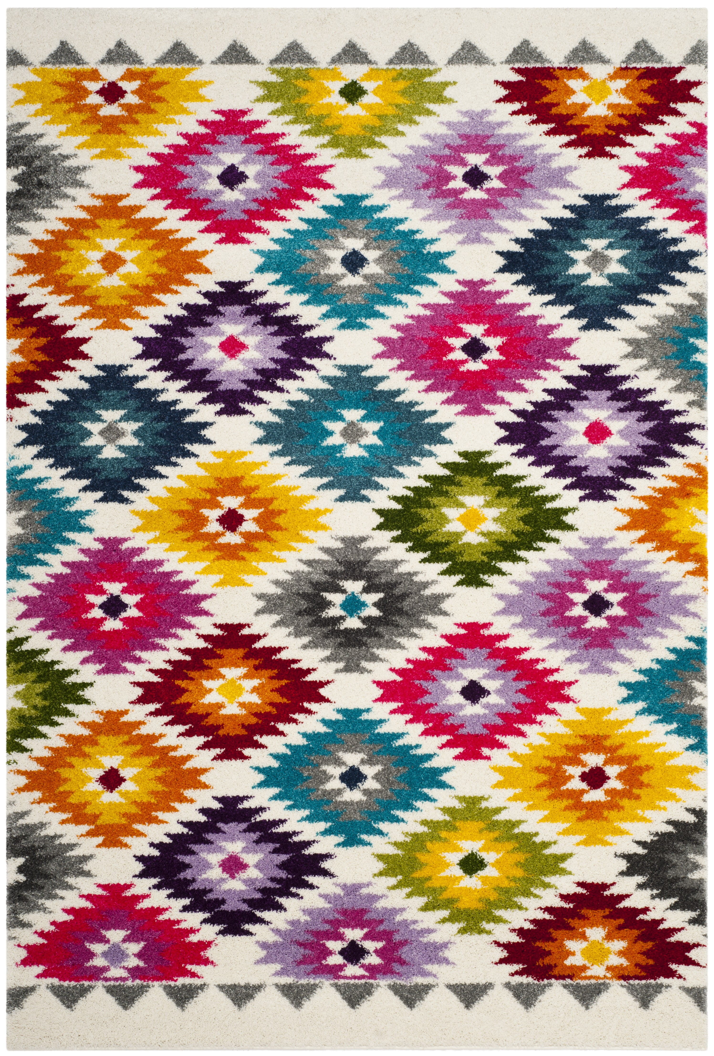 Safavieh Fiesta Frona Geometric Shag Area Rug, Cream/Multi, 5'1" x 7'6" - Image 8