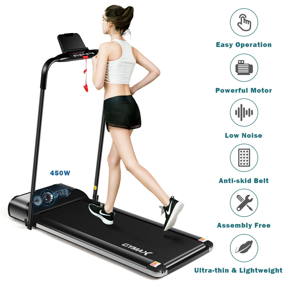 Gymax 450W Ultra-thin Electric Folding Treadmill Motorized Running Jogging Machine - Image 6