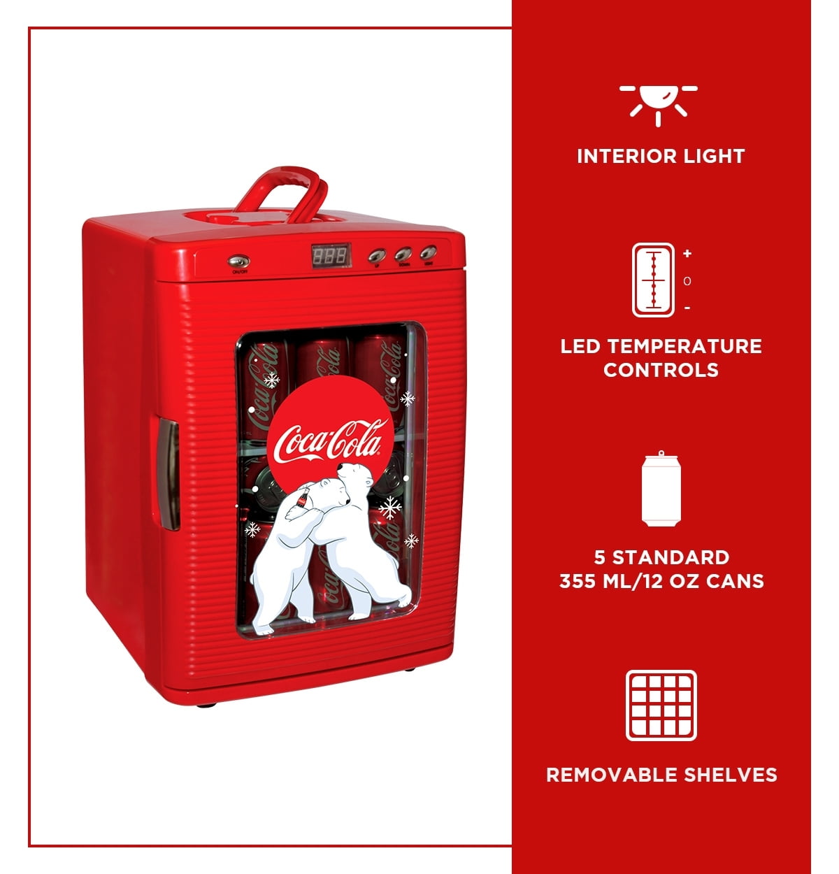 Coca-Cola Polar Bear 28 Can Cooler/Warmer 12V DC 110V AC Mini Fridge Red - Image 7