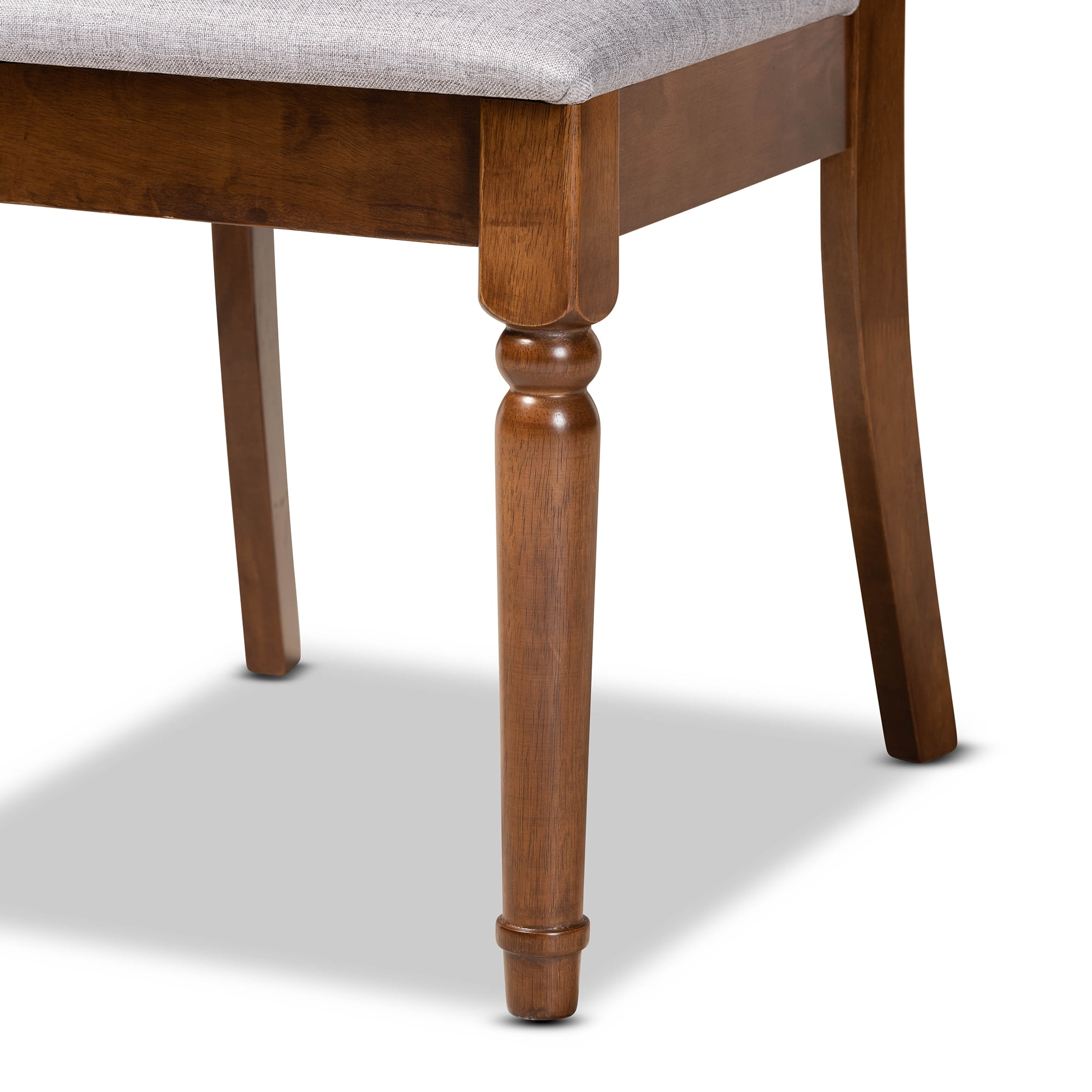 Baxton Studio Lucie Modern and Contemporary Grey Fabric Upholstered and Walnut Brown Finished Wood 2-Piece Dining Chair Set - Image 6