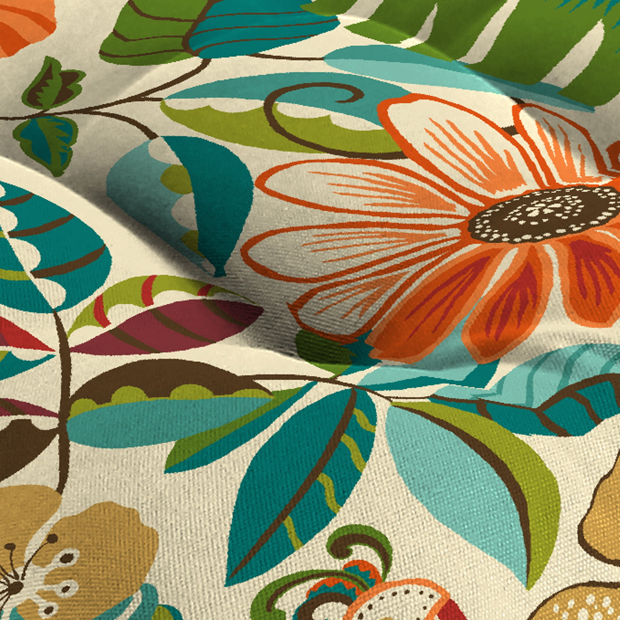 Jordan Manufacturing 3-Piece Lensing Jungle Multicolor Floral Tufted Outdoor Cushion with 1 Wicker Bench Cushion and 2 Wicker Seat Cushions - Image 5