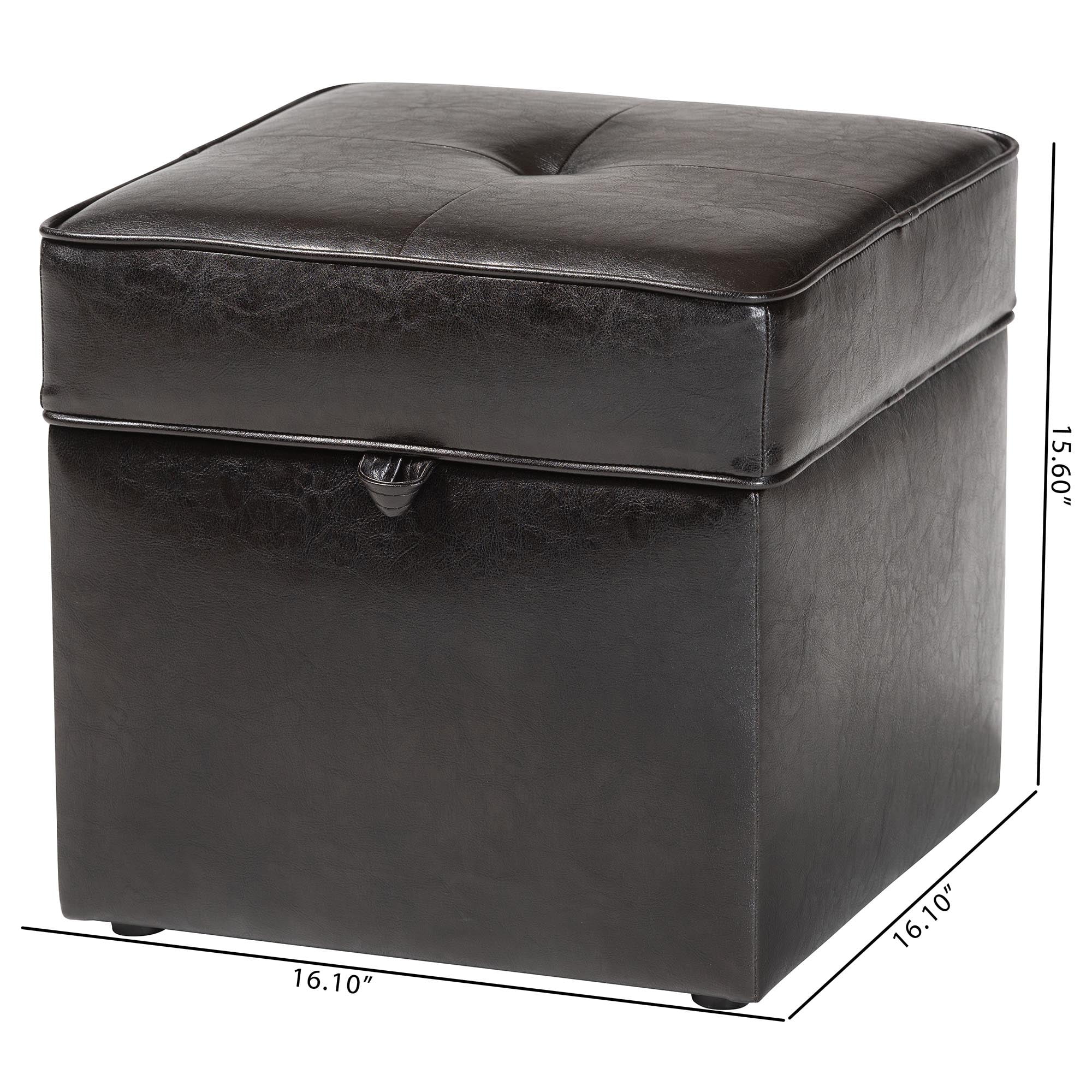 Baxton Studio Sydney Brown Modern Ottoman - Storage Ottoman - Image 3