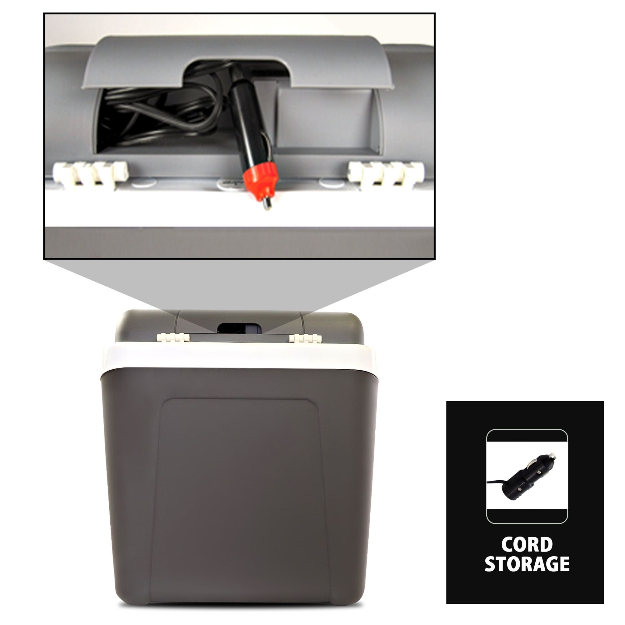 Ozark Trail 26QT electric Cooler 12V Portable Travel Beach Camping Picnic Insulated Cooler 30 Cans Iceless 24L, Grey - Image 2