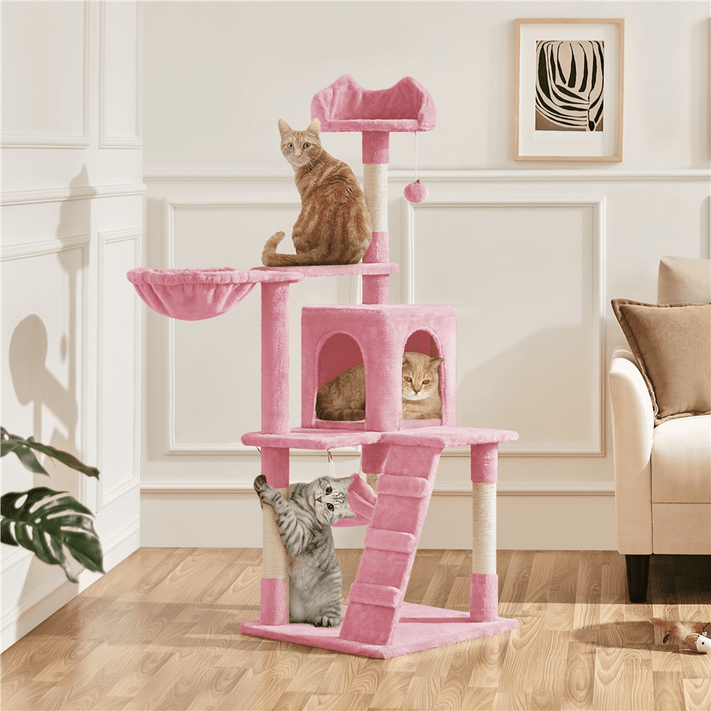 Renwick 54" Multilevel Cat Tree with Condo, Pink - Image 8