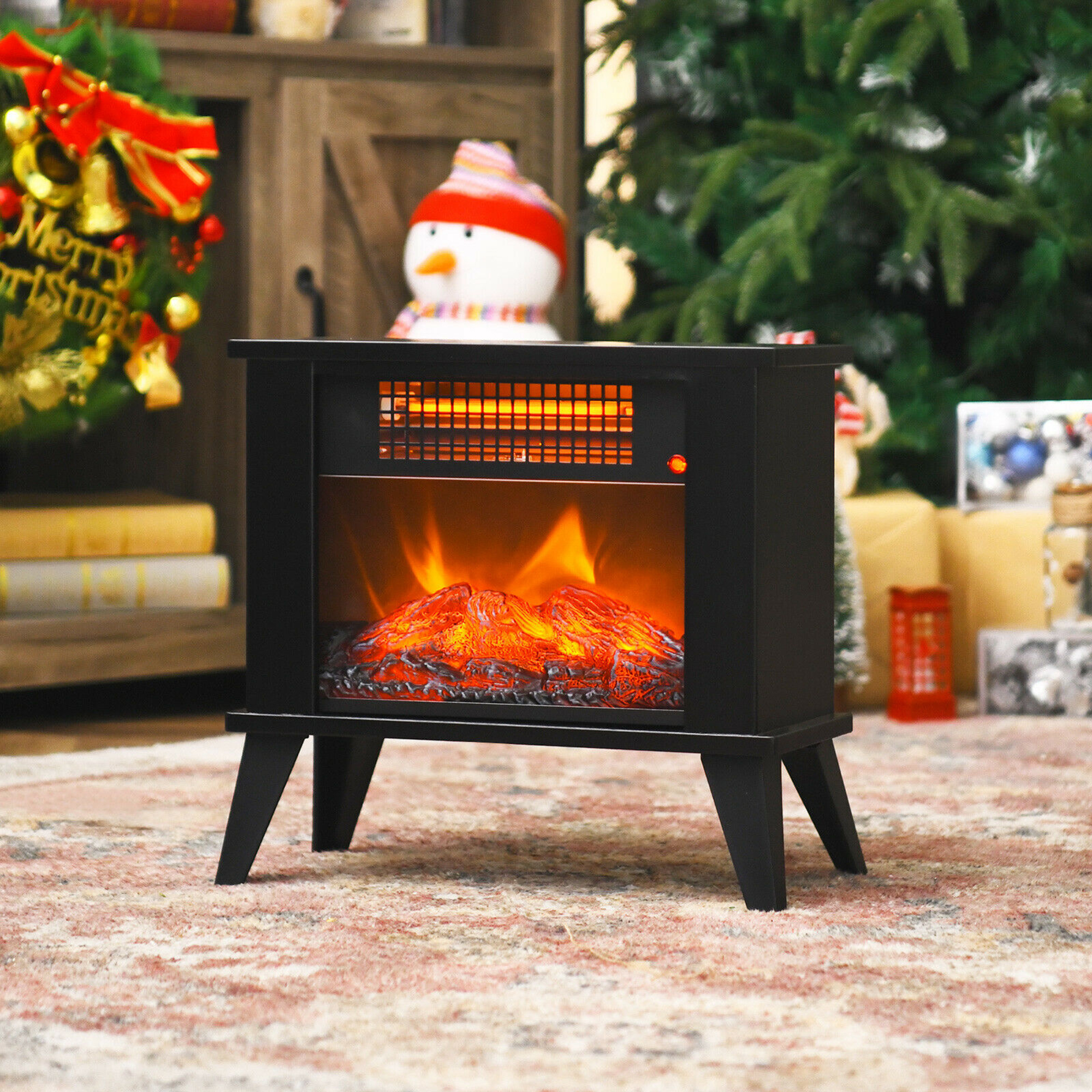 Gymax 14'' Portable Electric Fireplace Heater Mini Freestanding Infrared Stove - Image 3