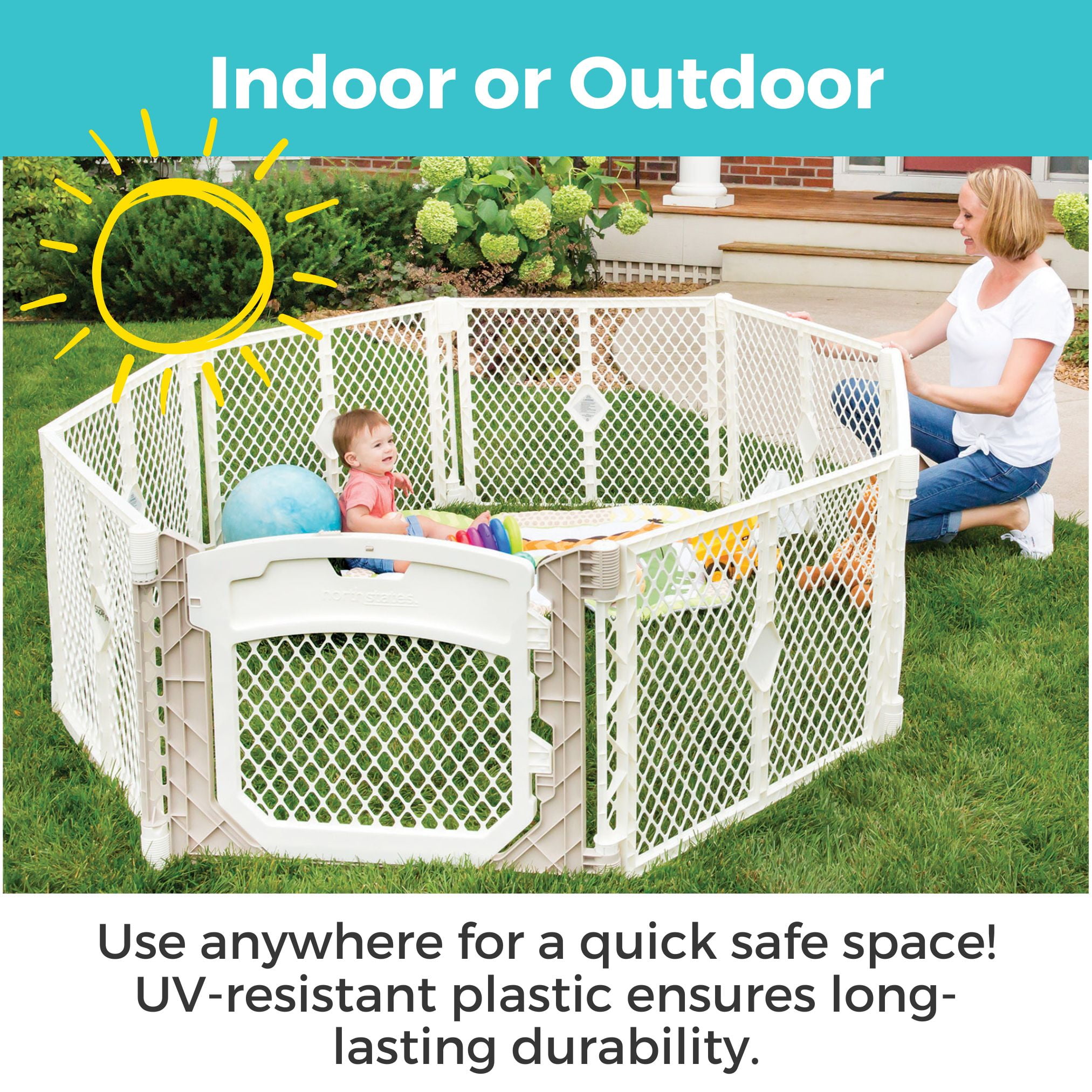 Toddleroo Superyard Ultimate 8-Panel Portable Indoor & Outdoor Baby Play Yard, Ivory - Image 11