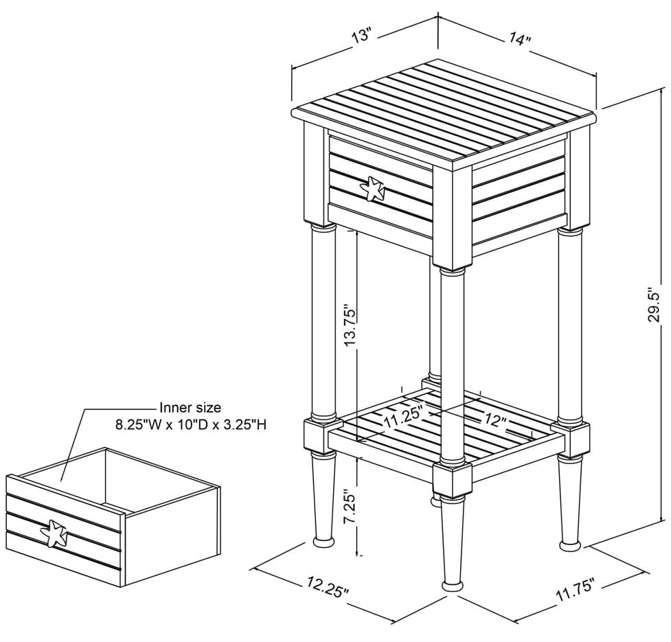Linon Athalee Single Drawer Indoor Accent Side Table with Shelf, 29.5" Tall, Navy - Image 12