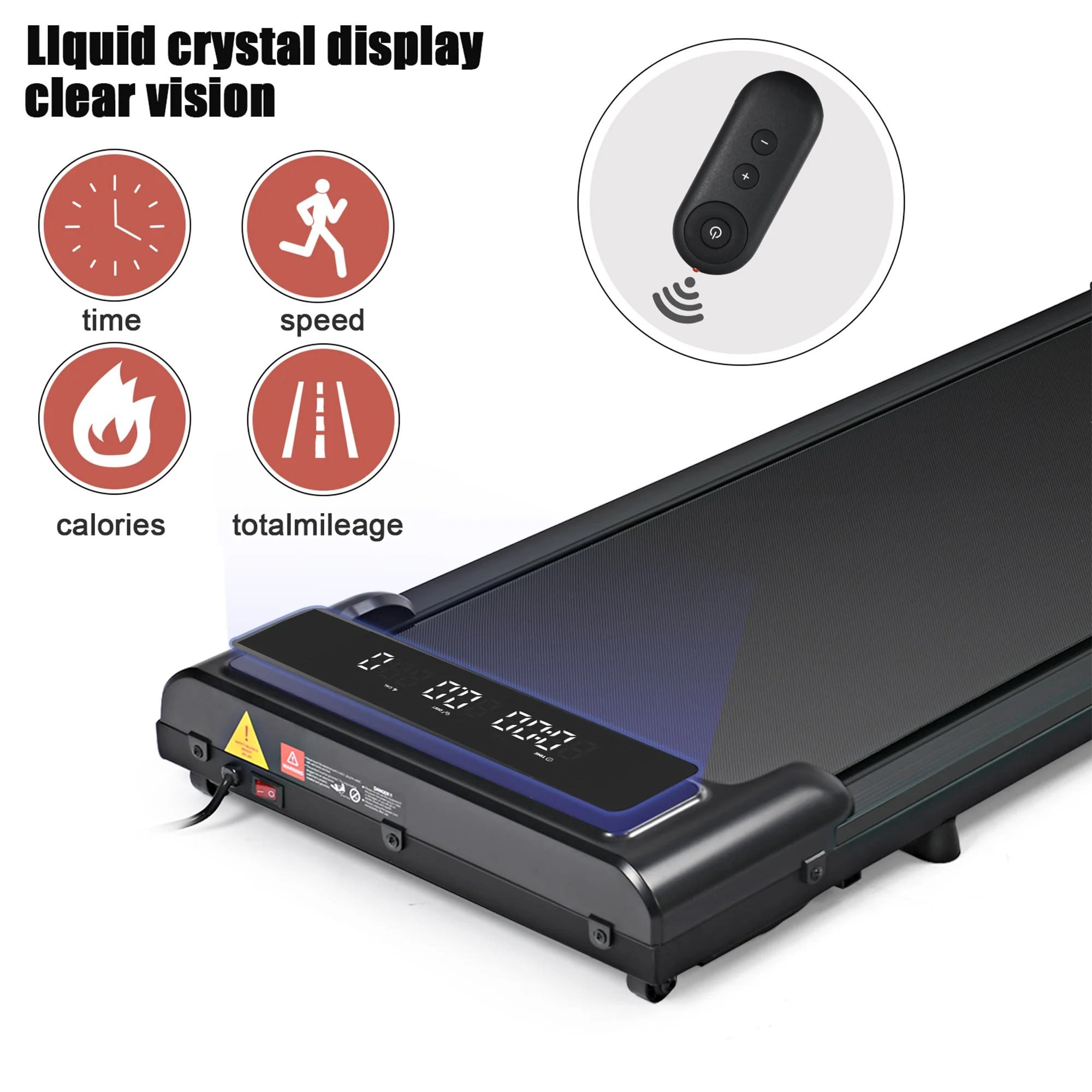 EUROCO 300LBS 2.5HP Walking Pad Under Desk Treadmill with 5-Layer Belt,Protable 2 in 1 Exercise Treadmill 0.6-3.8 mph Speed Range for Home Office Workout - Image 2