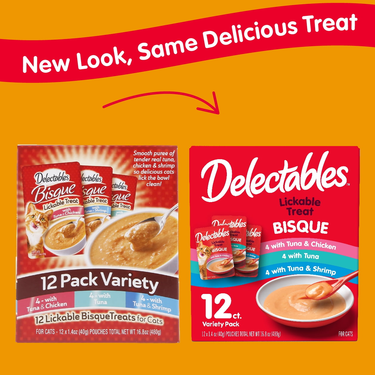 (6 pack) Delectables Lickable Cat Treats Bisque Variety Pack, 12 Count (16.8 oz.) - Image 3