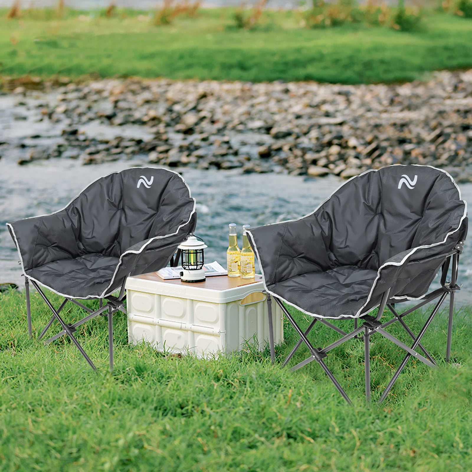 NAIZEA Oversize Lightweight Foldable Durable Padded Camping Chair for Large Adults, Supports 500 lbs, with Carry Bag - Image 5