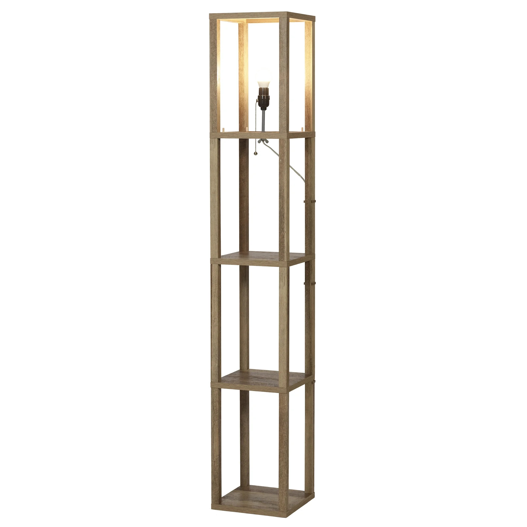 Better Homes & Gardens 62.25" Modern Pull Chain Weathered Floor Lamp with Natural Square Shade - Image 5