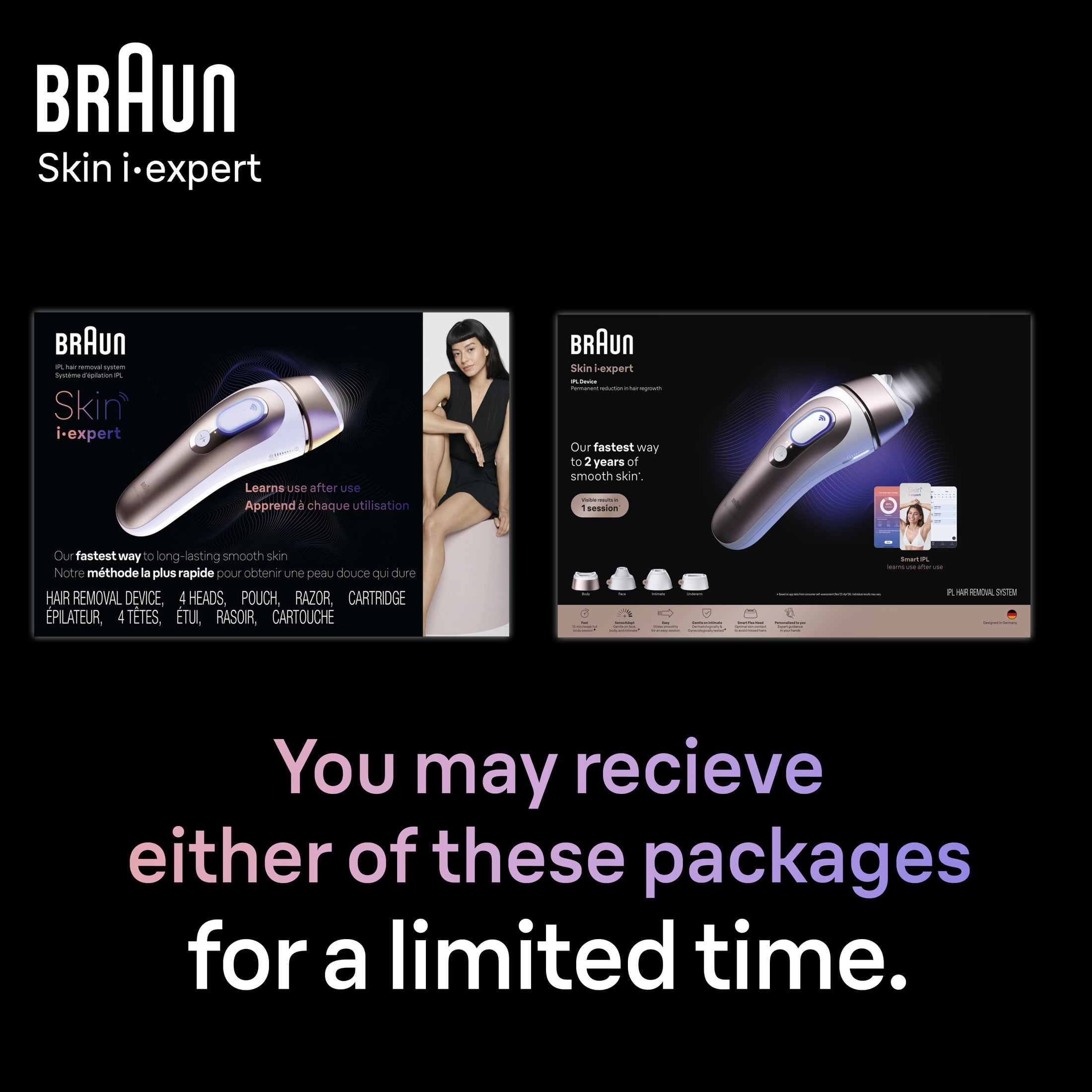 Braun Smart IPL, Skin I-Expert Pro 7, at Home Laser Hair Removal for Women and Men, Permanent Reduction in Hair Regrowth, with Free App, Vanity Case, Venus Razor, 4 Smart Heads, PL7387 - Image 13