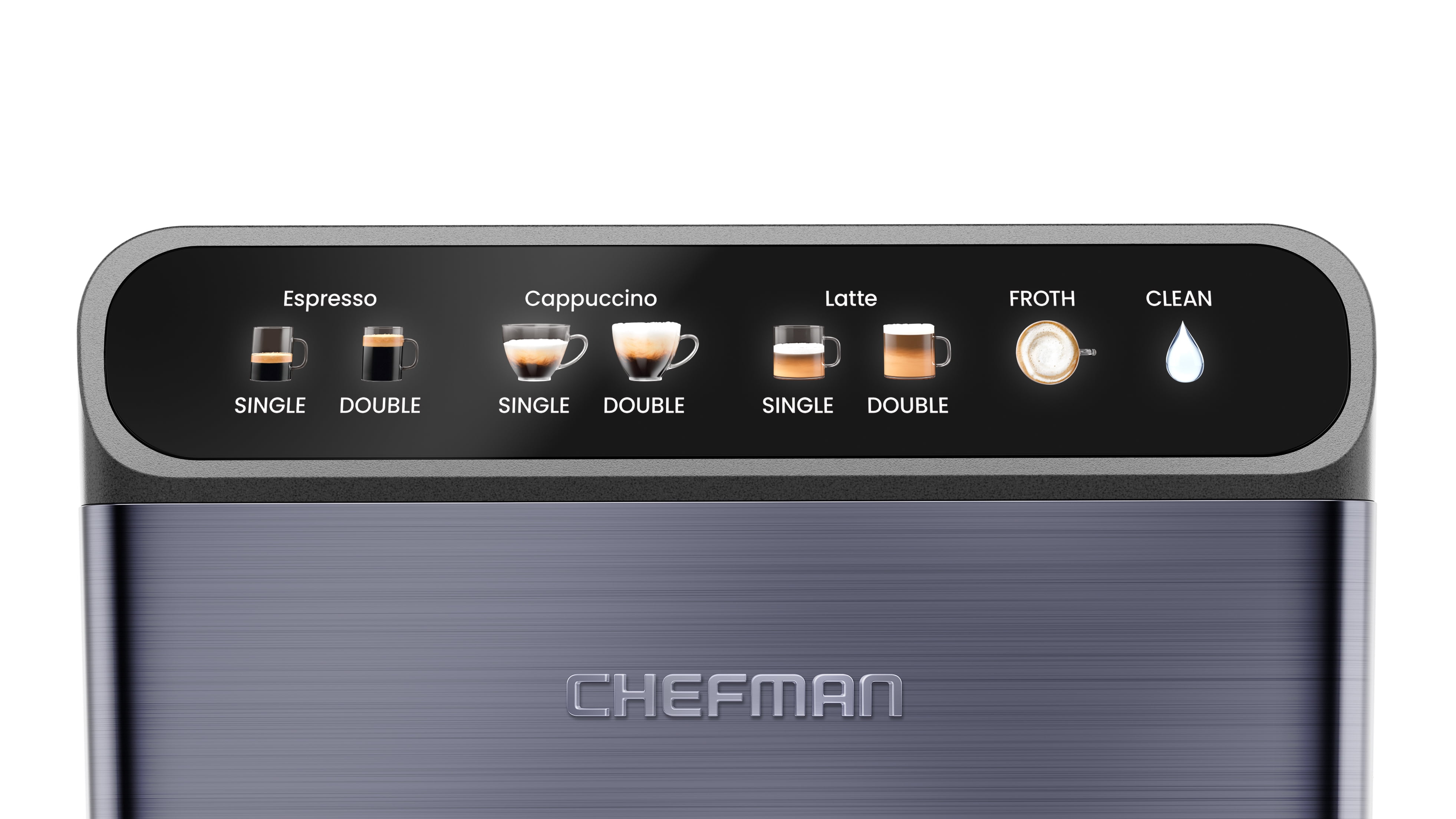 Chefman 6-in-1 Espresso Machine with Built-In Milk Frother, 15-BAR Pump, Color Display, One-Touch Single or Double Shot Espresso for Cappuccinos and Lattes, XL 1.8-L Water Reservoir, Black Stainless - Image 3