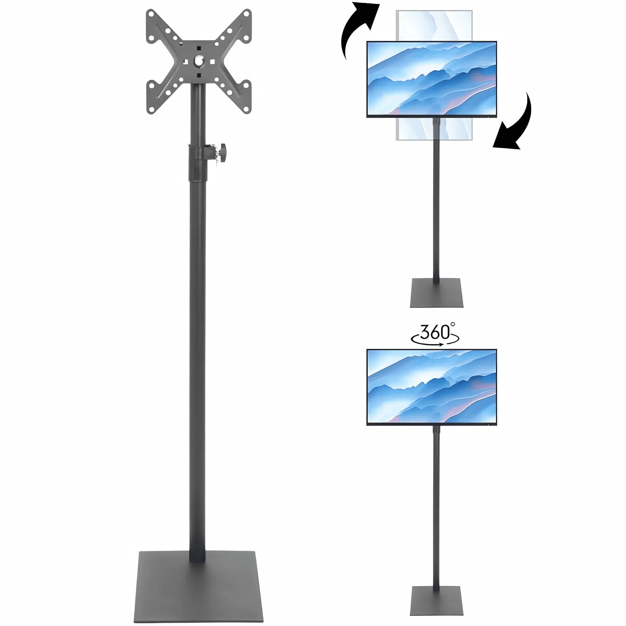 Petoto Floor TV Stand with Mount for 13-43 inch, Height Adjustable Universal Metal Swivel TV Stand, Black - Image 10