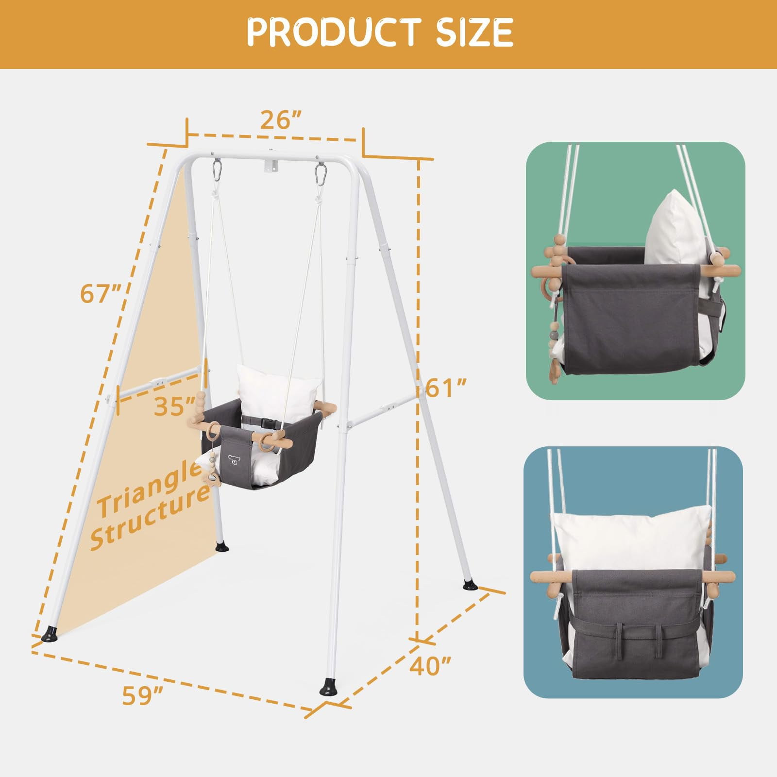 G TALECO GEAR 2 in 1 Baby Swing Outdoor, Baby Jumpers and Bouncers, Indoor Toddler Swing for Baby up to 3 Year, White - Image 6