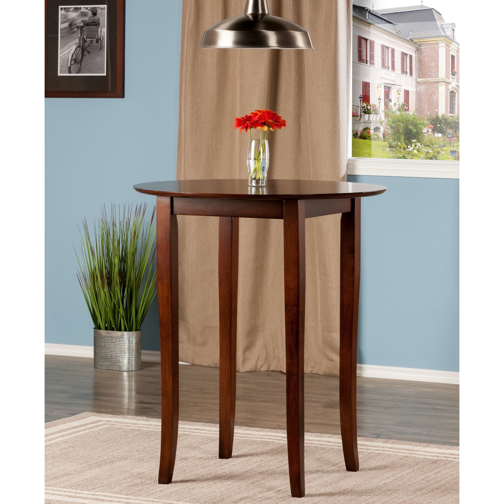 Contemporary Home Living 38.75” Antique Brown Walnut Round Pub Table - Image 6