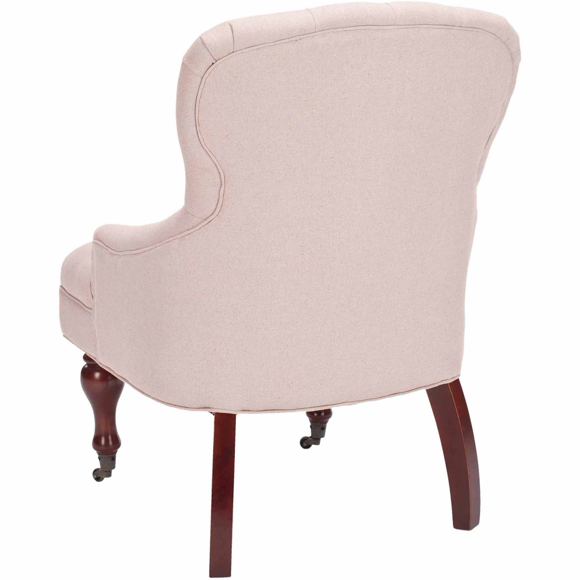 SAFAVIEH Falcon Traditional Tufted Arm Chair w/ Casters, Taupe - Image 3