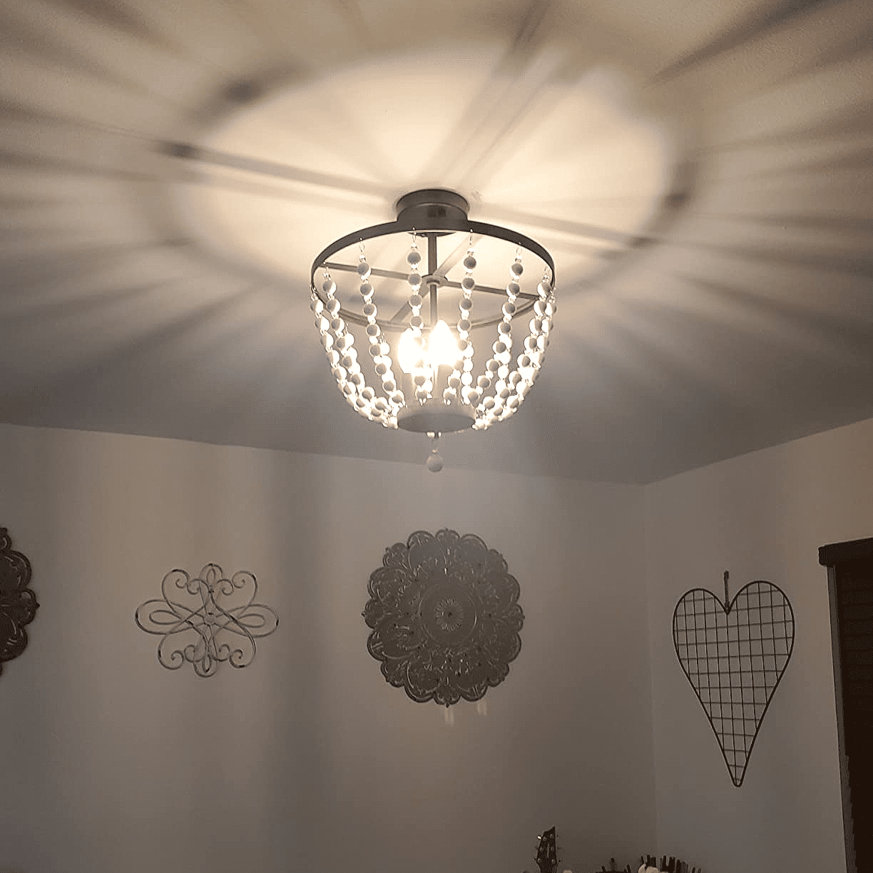 Depuley 3 Light Boho Chandlier Beaded Pendant Light Bohemian Chandelier Rustic Semi Flush Mount Ceiling Light for Kitchen Living Room Bedroom Dining, E26 Socket - Image 6