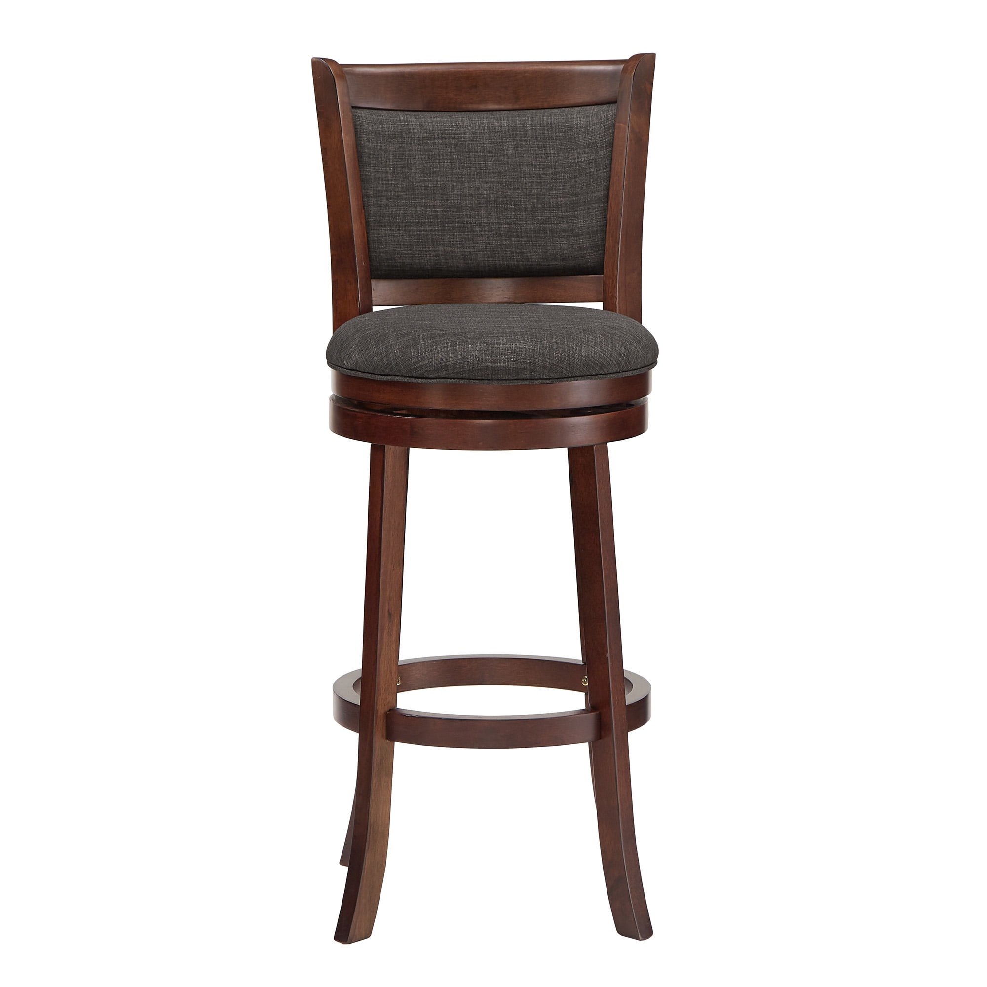 Weston Home Upholstered Swivel Seat Cherry Finish Wood Bar Height Stool, Dark Gray - Image 5