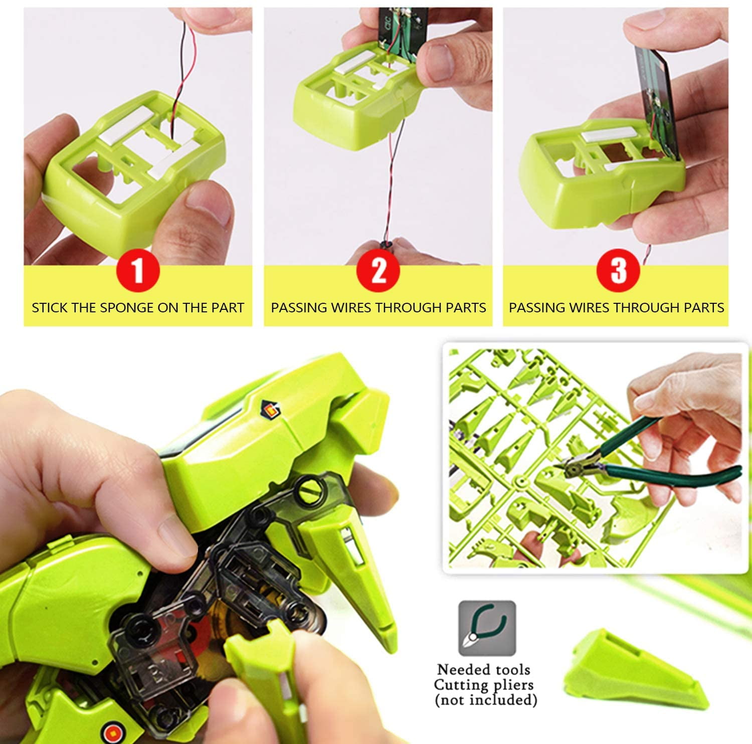 CEDQ Educational STEM Toys, 3-in-1 Solar Robot Dinosaur Kit, DIY STEM Dinosaur, Insect Unicorn, Drilling car Toys, Science Kit for Kids 8-12 Years Old Gifts, Build a Robot DIY Toys, Green - Image 3