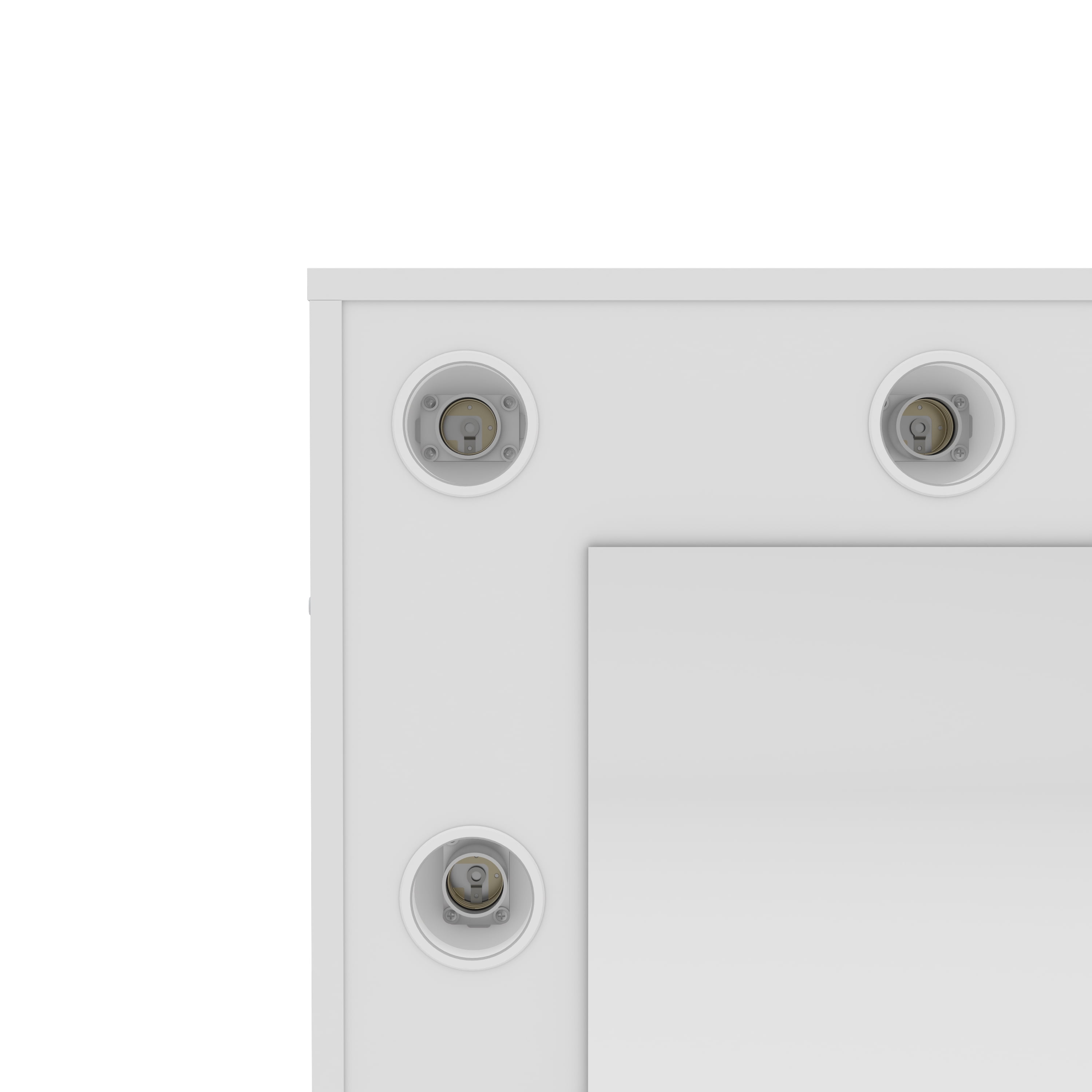 Polifurniture Daisy Modern Bedroom Makeup Vanity Table with Lighted Mirror, White Finish - Image 4