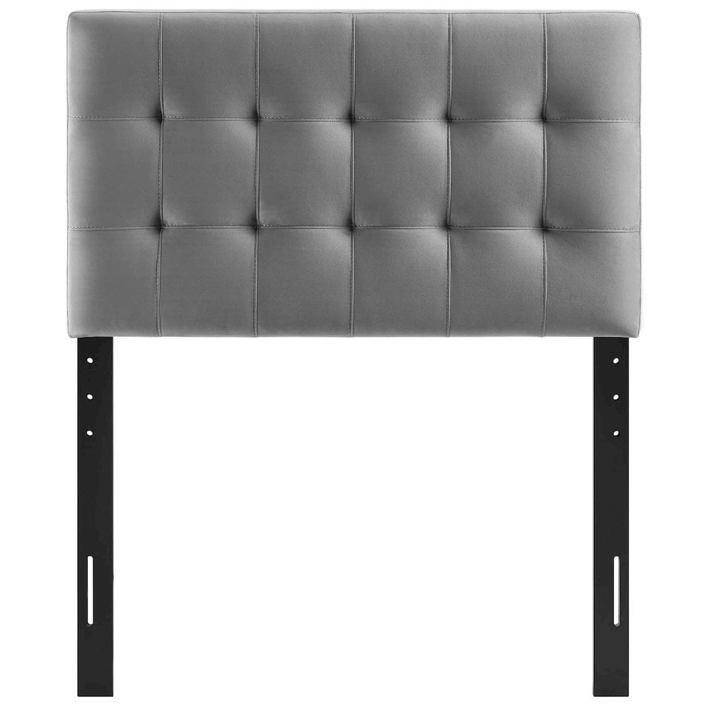 Modway Lily Biscuit Tufted Twin Performance Velvet Headboard in Gray - Image 8