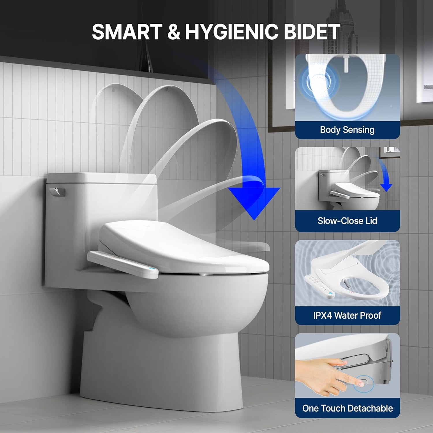 Inus N22 Electric Heated Bidet Toilet Seat Elongated, Warm Water, Smart Heated Water Luxury Bidet Toilet Seat with Kids Mode, Air Dryer, Self Cleaning, Tankless, Smart Touch Panel & Temp Control - Image 2