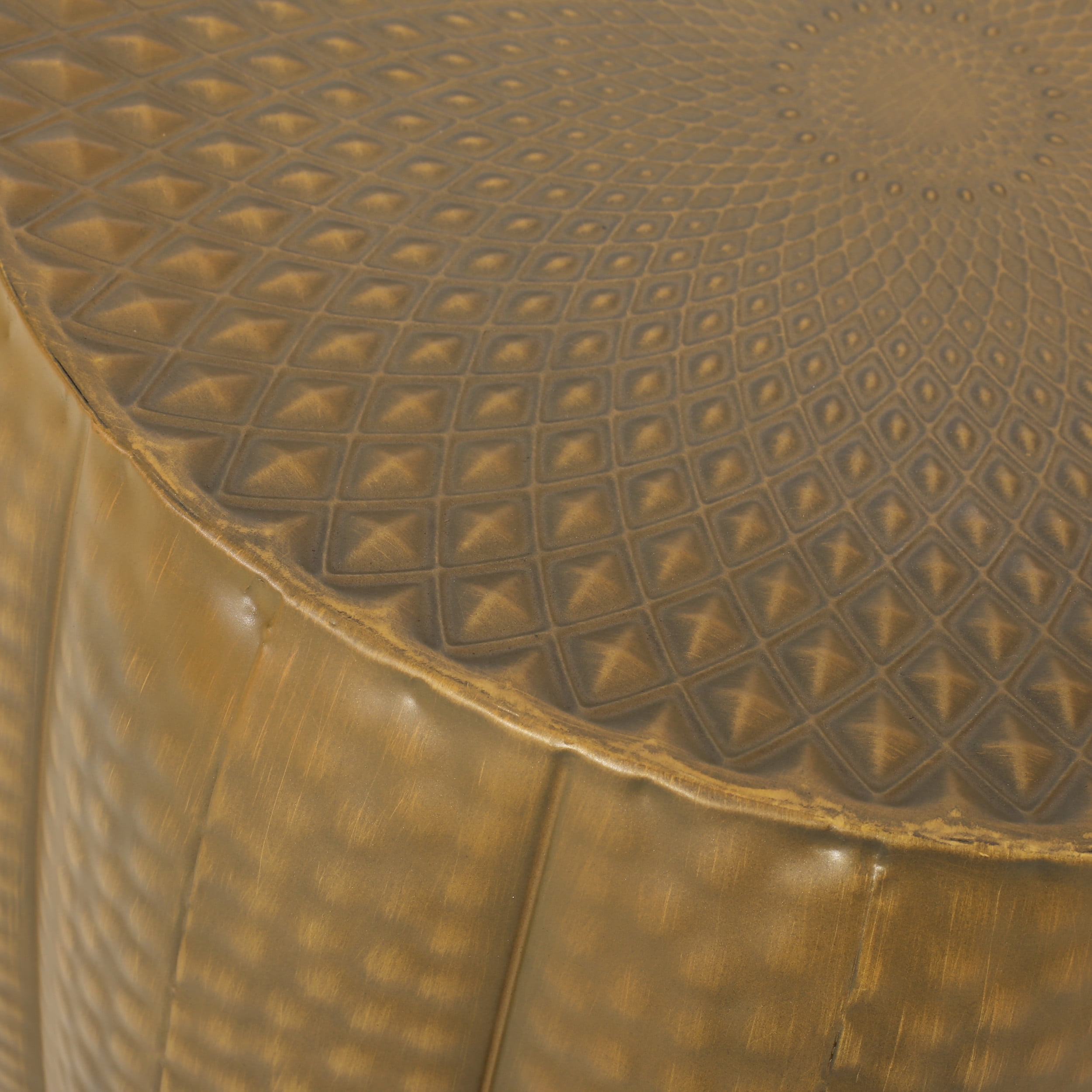 Noble House Perrotto Metal Mandala Pumpkin Side Tables, Set of 2, Brushed Antique Gold - Image 6