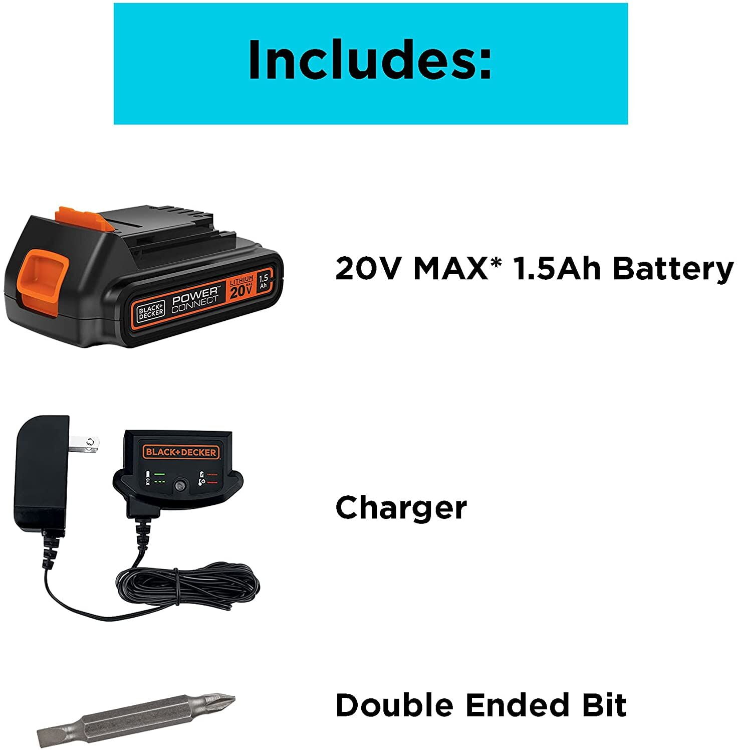 BLACK+DECKER 20V Cordless 3/8 in Drill Driver, 1.5Ah, Battery and Charger Included - Image 7