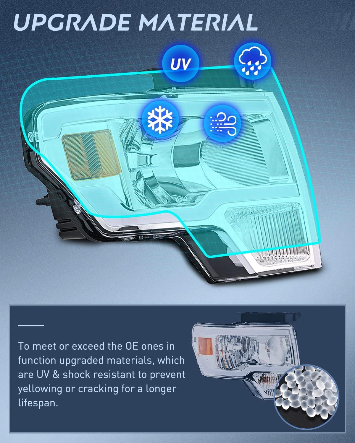 Nilight Headlights Assembly for Ford F150 F-150 2009 2010 2011 2012 2013 2014,Led DRL Headlamp,Chrome Housing - Image 6