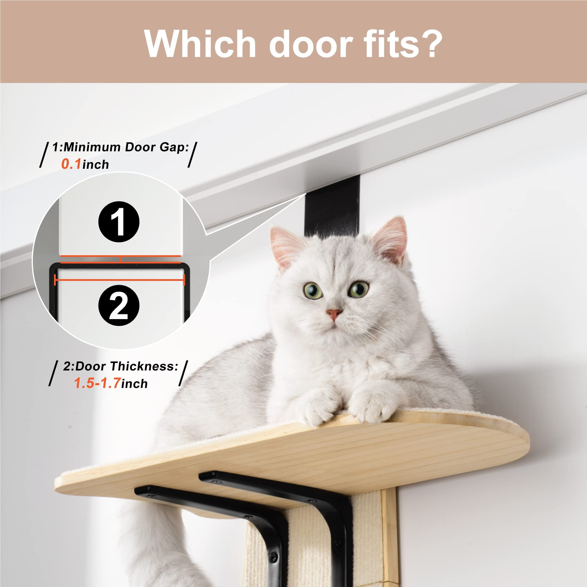 Mewoofun Large Simple Climbing Wall, 4-Level Cat Climber Shelves Door Mounted Cat Tree Tower - Image 6