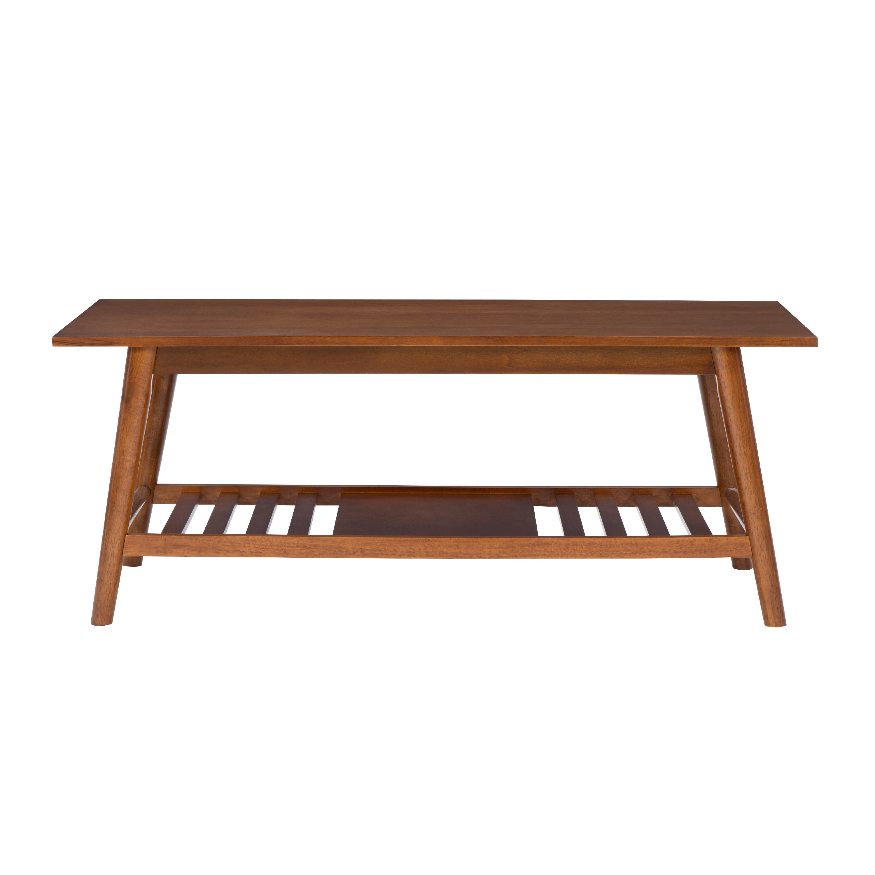 Linon Ashville Mid-Century Coffee Table with Shelf, Walnut - Image 7