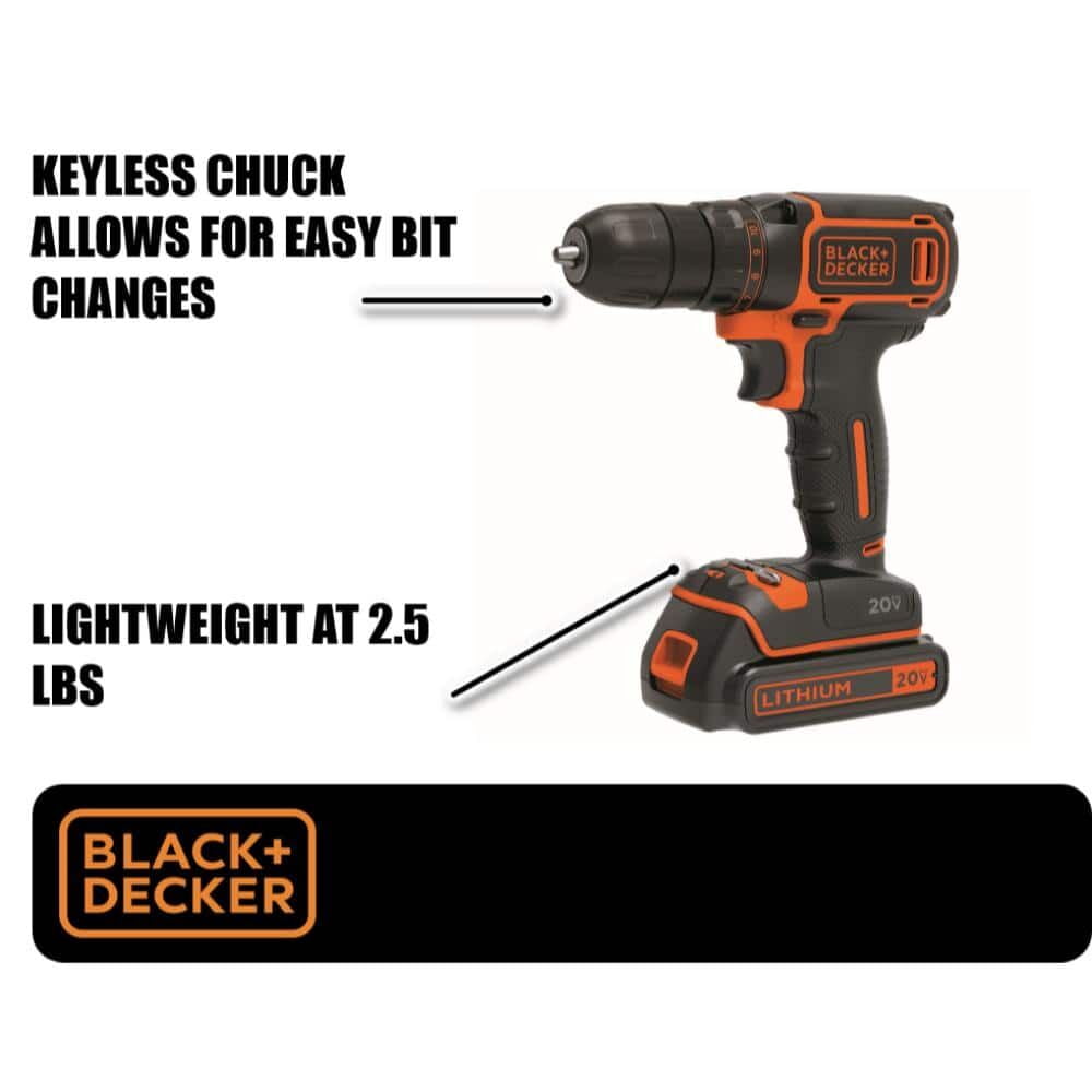 BLACK+DECKER 20V Cordless 3/8 in Drill Driver, 1.5Ah, Battery and Charger Included - Image 12