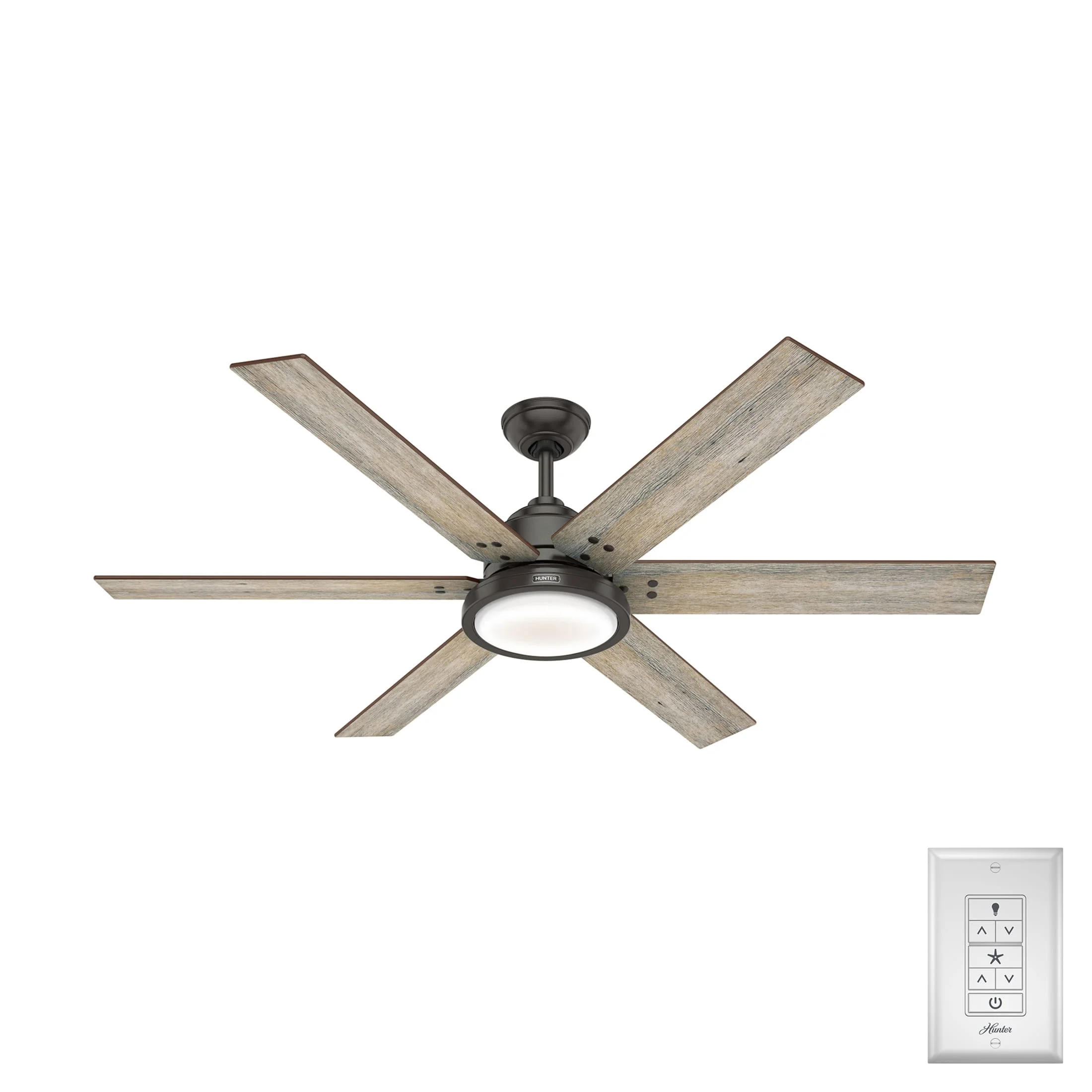 Hunter - Warrant Indoor Ceiling Fan With Light, Wall Control, 60-inch, Noble Bronze, Casual-style, 6-speed, Energy Star, 59461, for living rooms, bedrooms, home offices, kitchens - Image 2