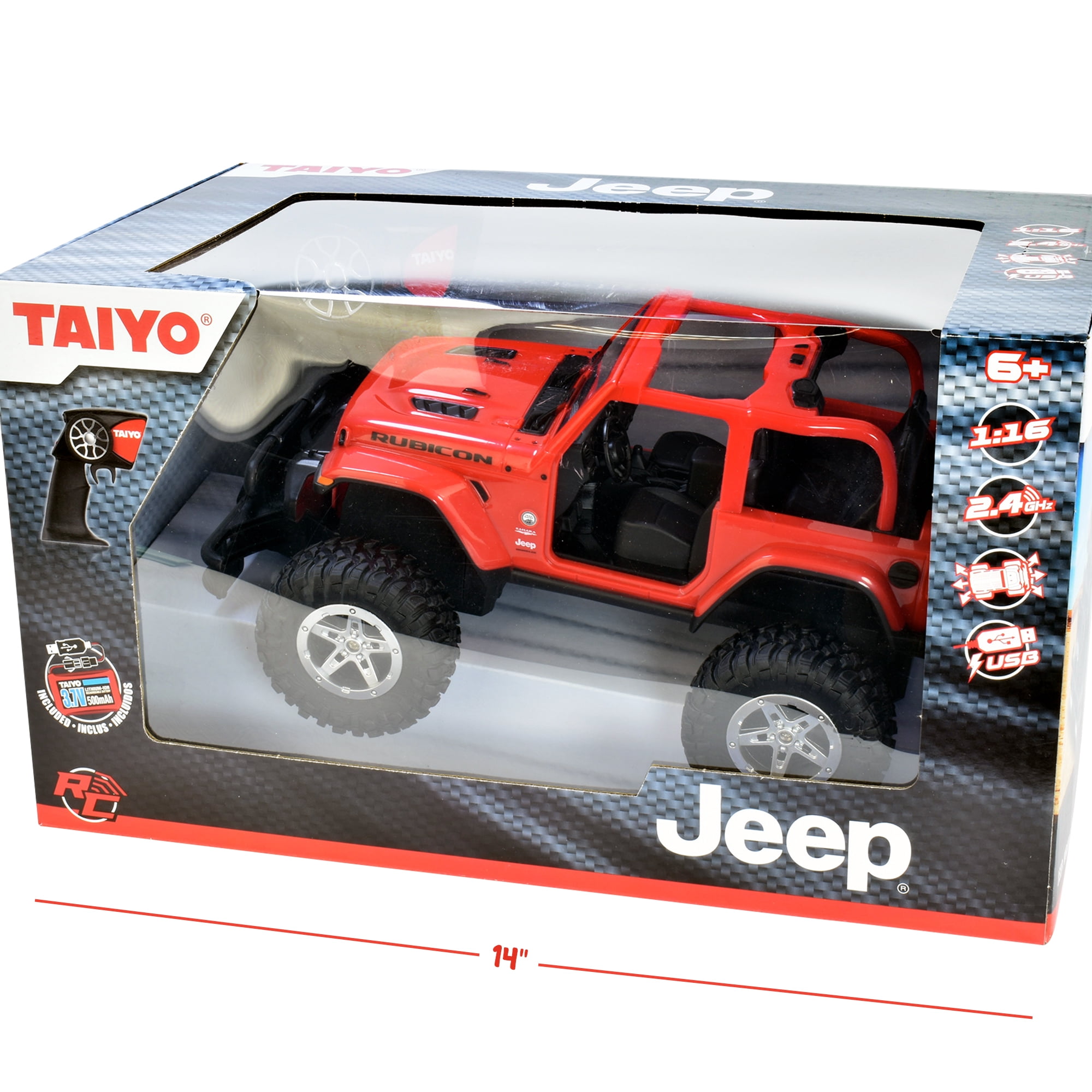 Taiyo RC Truck Jeep Rubicon, 1:16 Scale Remote Control Car with Rechargeable Battery, Electric Charger, and Handset for Off-Road, High Speed, Fast Hobby Action for Kids and Adults, 2.4Ghz, Ages 6+ - Image 7