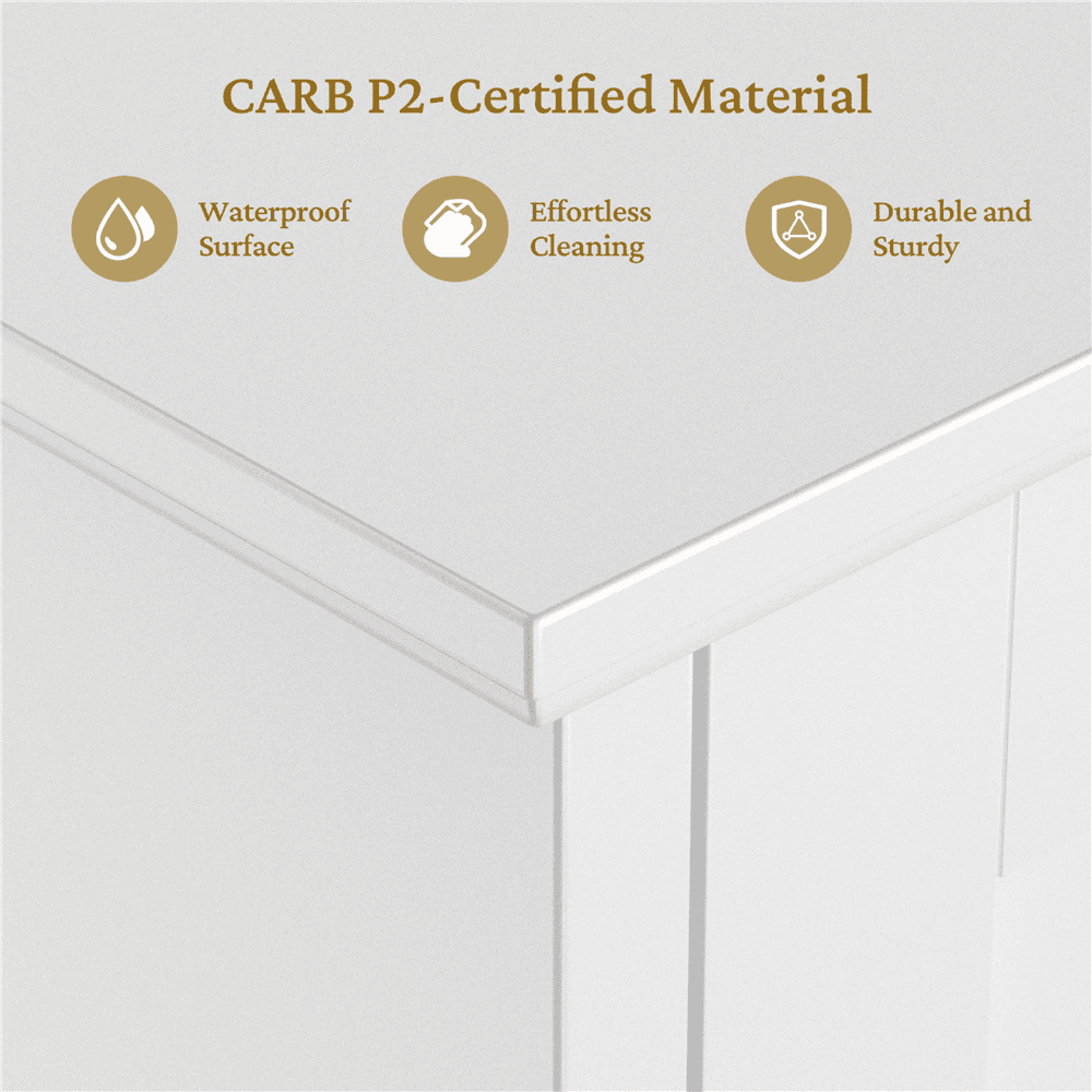 Renwick Freestanding Wooden Bathroom Floor Cabinet Storage Organizer ,White - Image 2