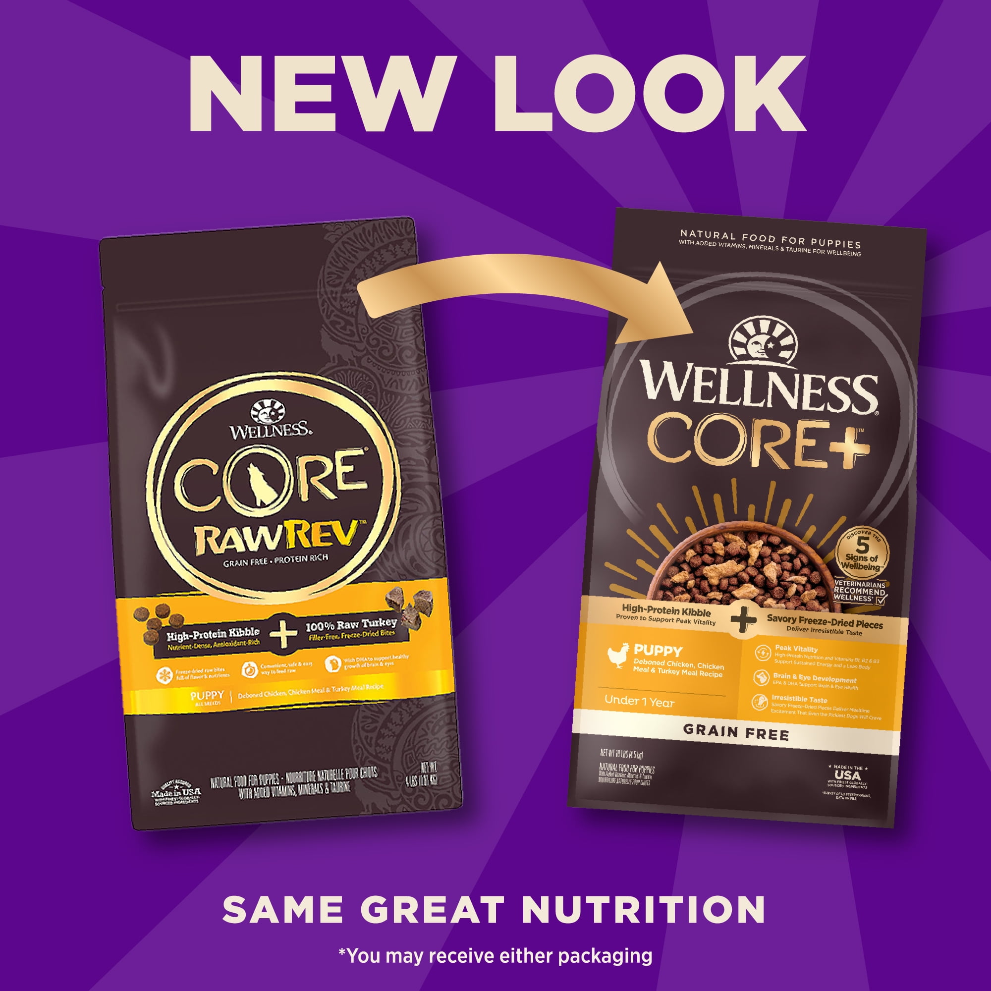 Wellness CORE+ Puppy Dry Dog Food with Freeze Dried Pieces, Grain Free, High Protein, Natural, Chicken & Turkey Recipe, (10-Pound Bag) - Image 7