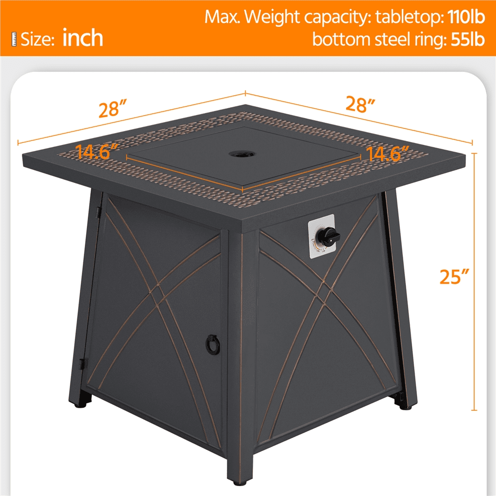 Renwick 28" Propane Fire Pit Table, Copper - Image 4