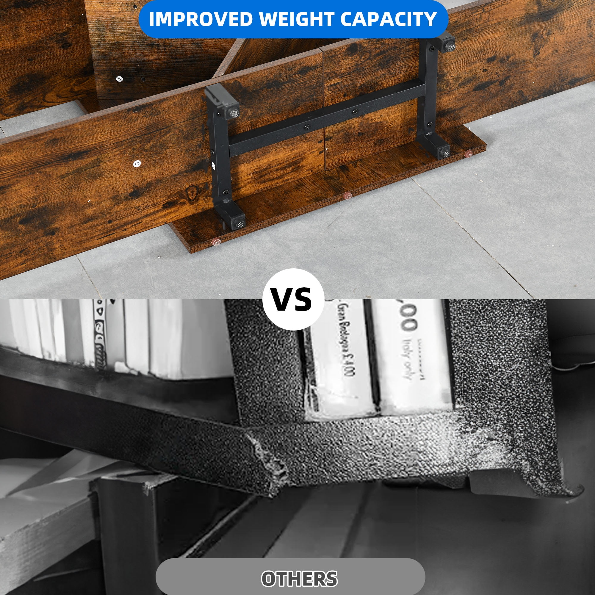 Dextrus 70.8" Tall Bookshelf and Bookcase, Industrial 5 Tier Large Bookshelves, Standing Tree Book Shelves Organizer Wide Display Rack for Living Room,Bedroom, Home Office, Rustic Brown - Image 6