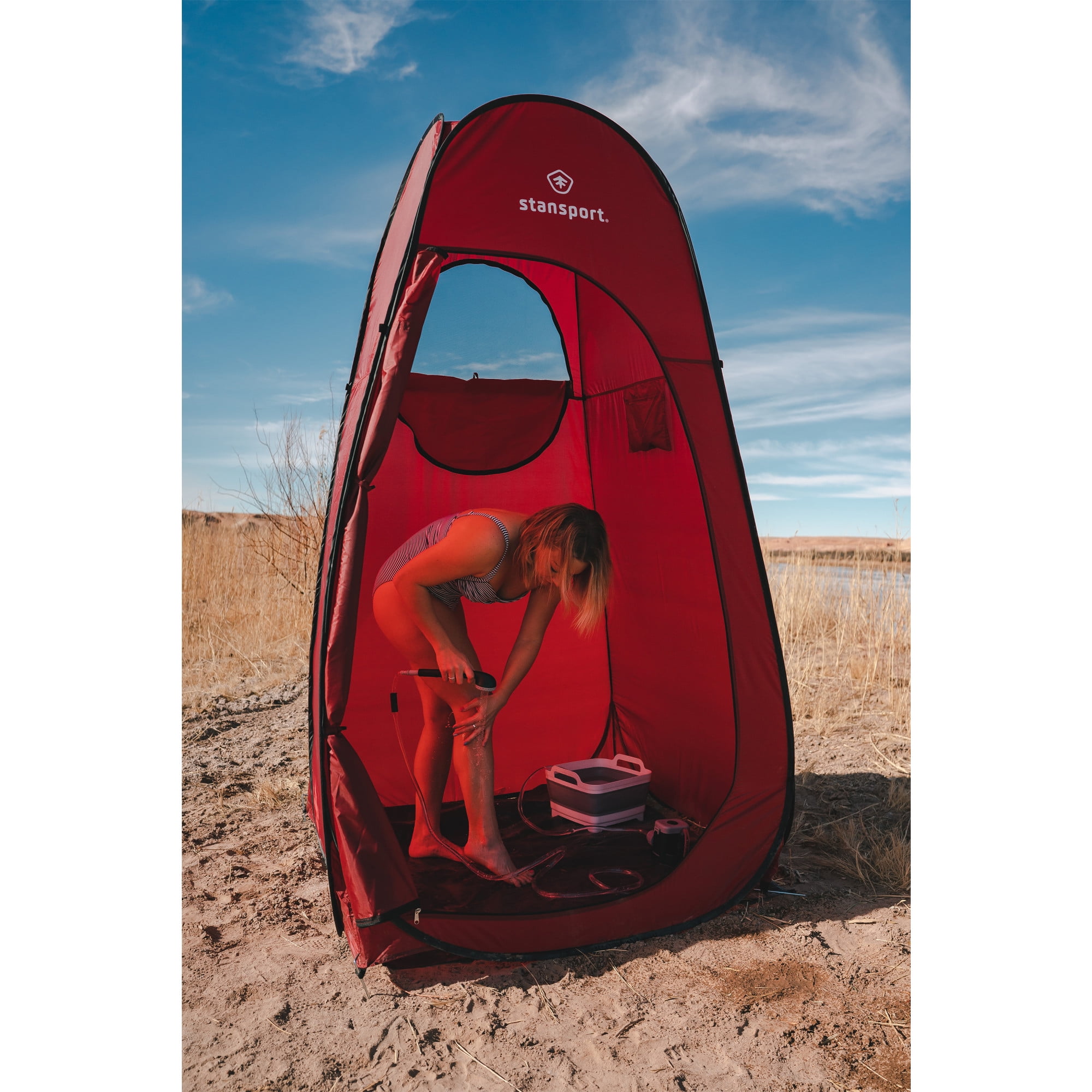 Stansport Pop-Up Privacy Shelter - Red - Image 5