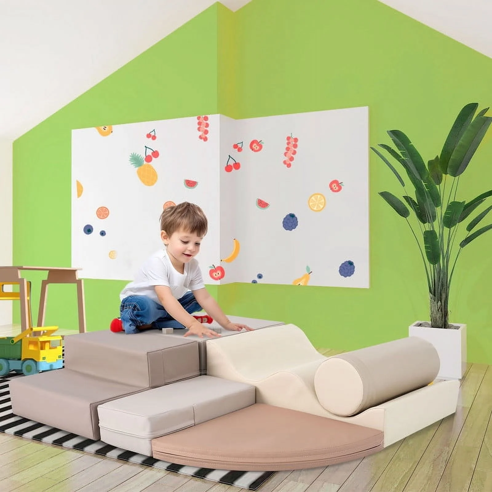 Aukfa 6-Piece Kids Climbing Toys, Baby Climber Blocks for Toddlers, Foam Play Gym Climbing Structures for Indoor Climb - Earth Tone - Image 3