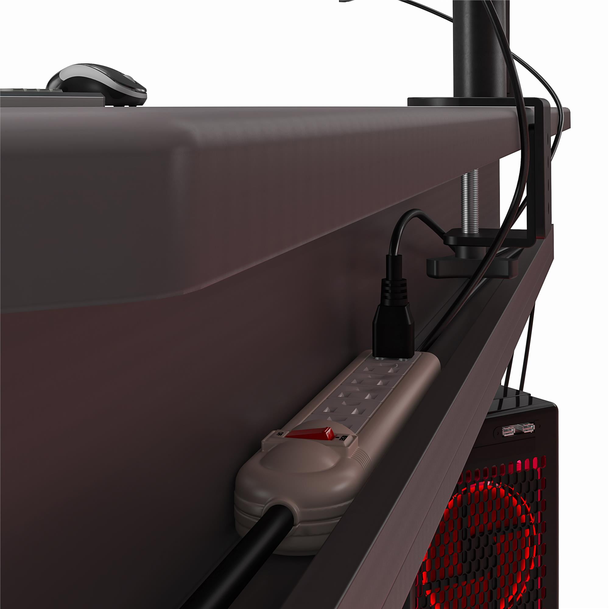 NTense Network Gaming L Desk with CPU Stand, Gray - Image 12