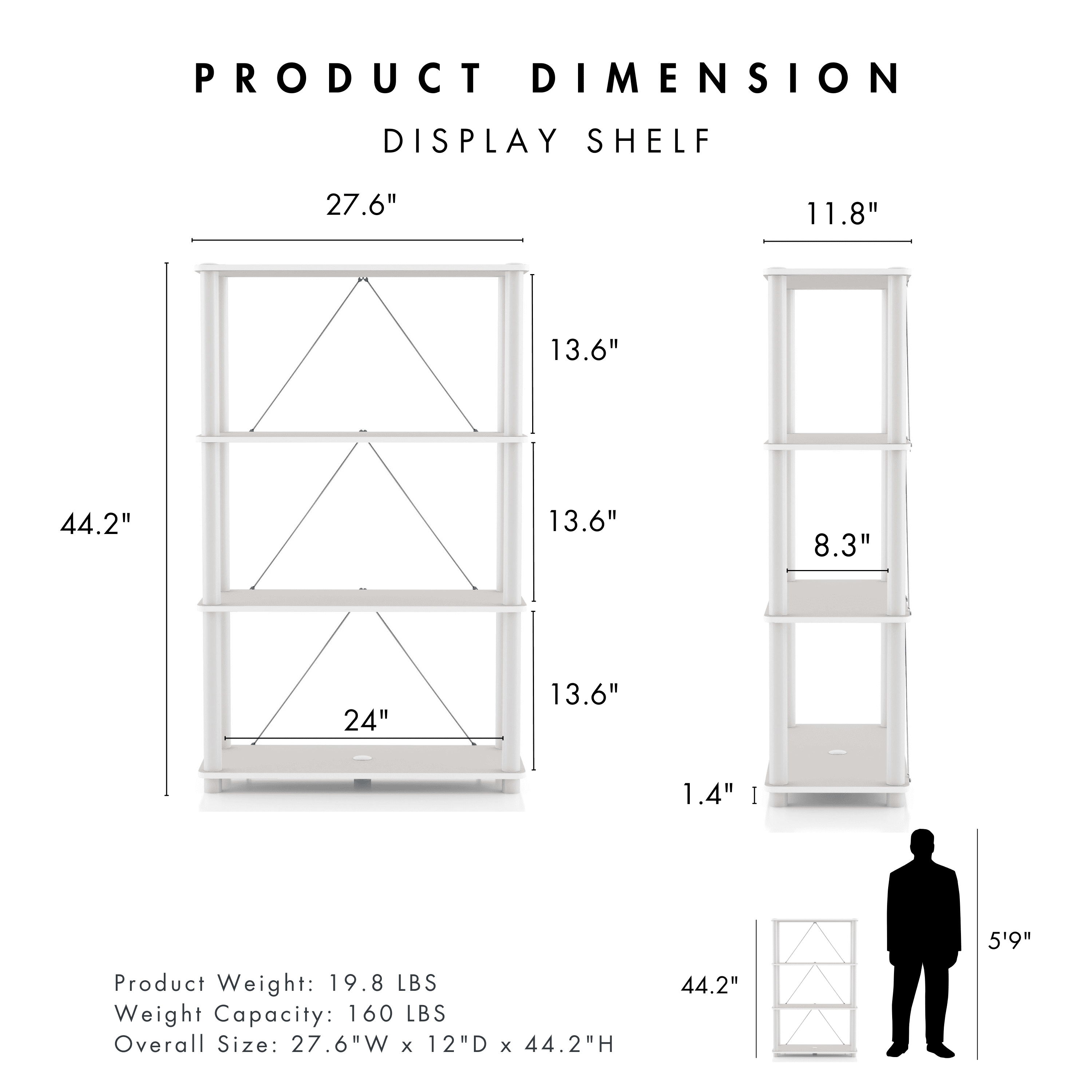 Furniture of America Brooks Adult Open Display Shelf Bookcase, 4-Tier 27-inch Shelves, Espresso - Image 13