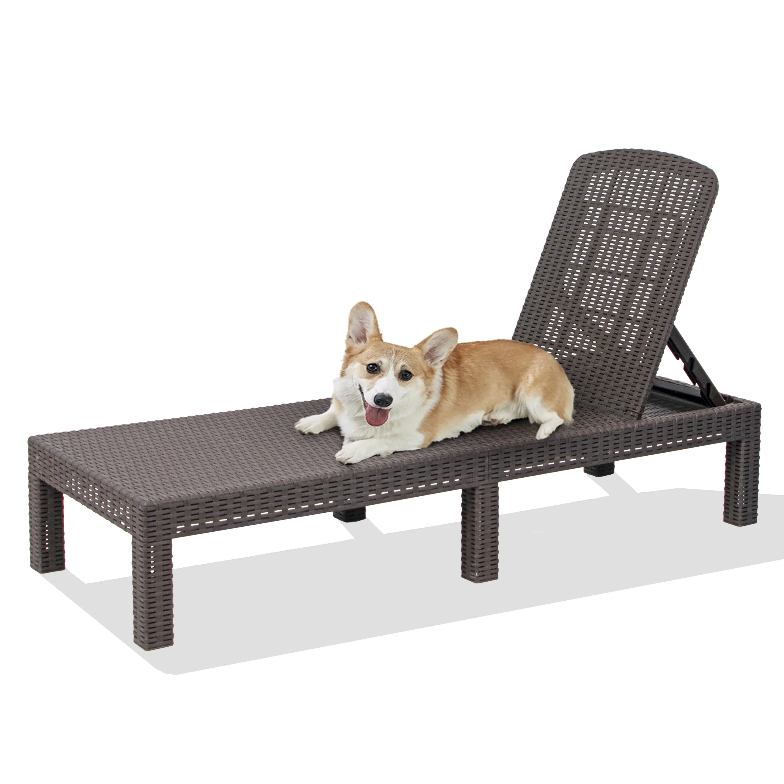 DIMAR GARDEN Patio Outdoor Chaise Lounge Resin Plastic Lounger Chair Adjustable Recliner, Mocha - Image 3