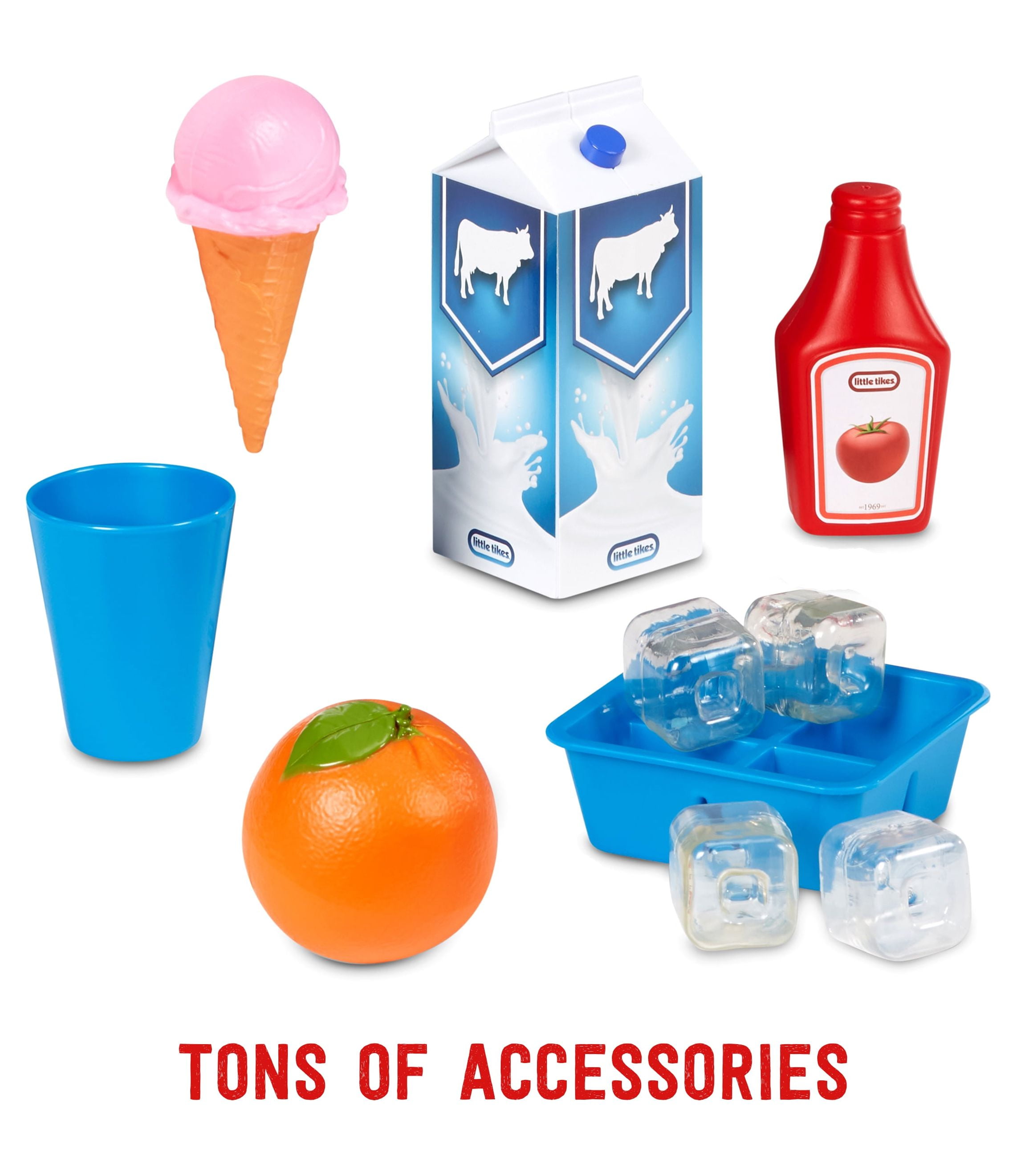 Little Tikes First Fridge Refrigerator with Ice Dispenser, Pretend Play Appliance with 11 Kitchen Accessories, Kids Ages 2+ - Image 4