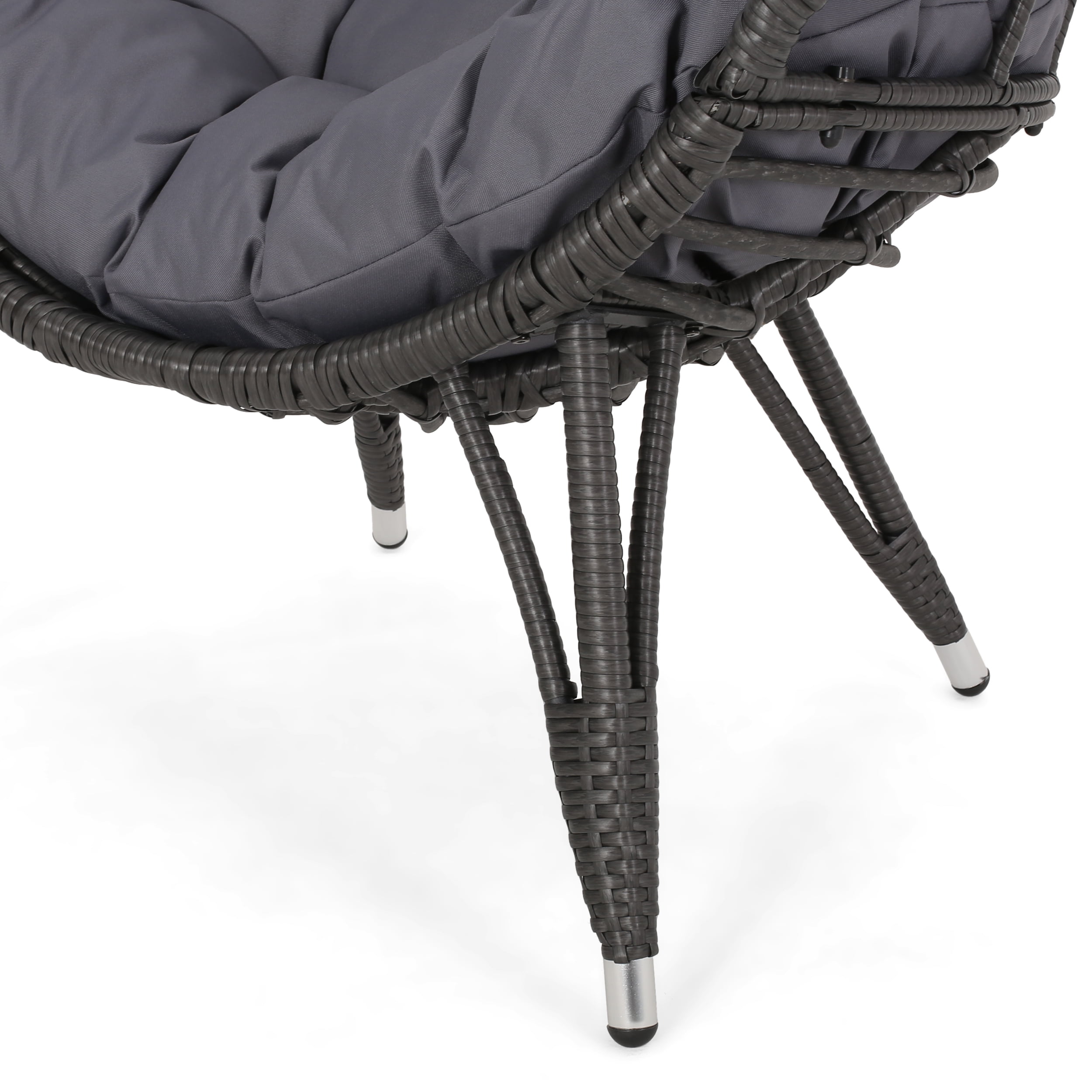 Noble House Savin Wicker Teardrop Chair in Gray and Dark Gray - Image 4