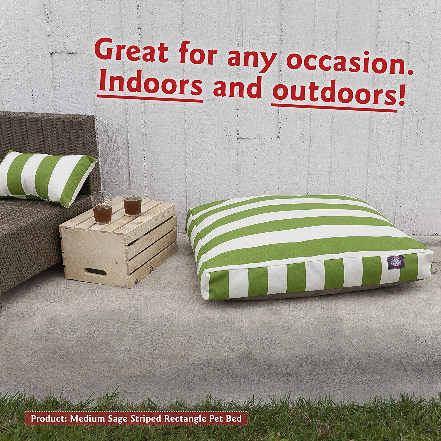 Majestic Pet | Vertical Stripe Rectangle Pet Bed For Dogs, Removable Cover, Yellow, Small - Image 5