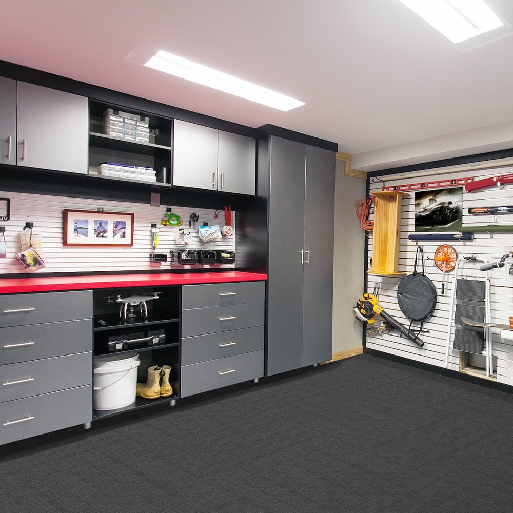 Foss Floors Black Ice 24" x 24" Waterproof Carpet Tile 60 sq. ft. for Concrete 15 Pieces - Image 4