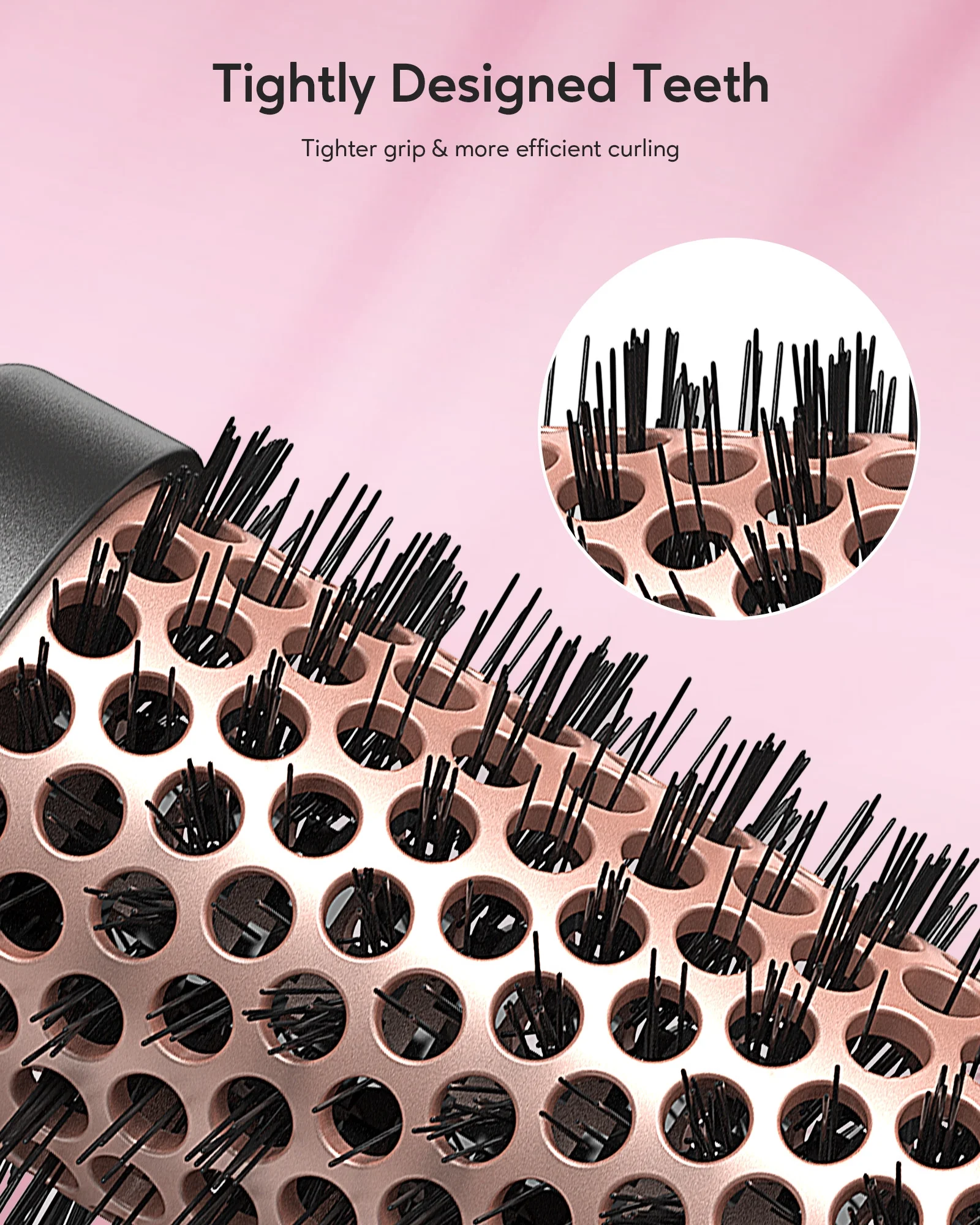 Wavytalk Thermal Brush for Blowout Look, 1 1/2 inch Ionic Heated Nylon Brush Get Natural Curls, Rose Gold - Image 2
