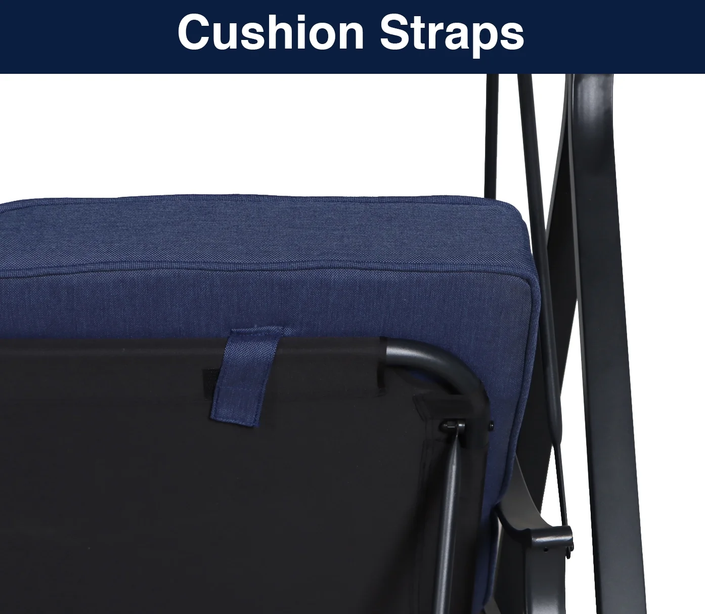 Mainstays Belden Park 3 Person Freestanding Daybed Outdoor Steel Porch Swing with Canopy - Blue - Image 9